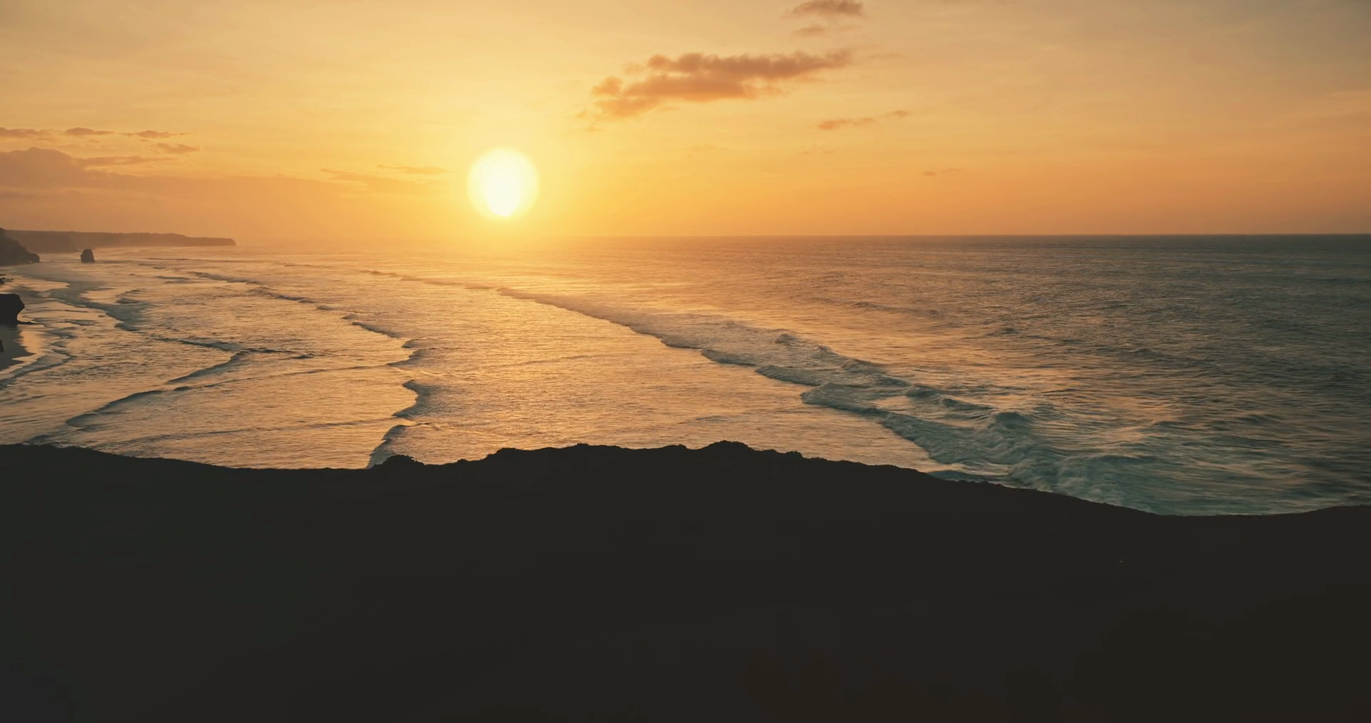 Slow Motion Sunset With Rock Silhouette At Stock Footage SBV-348734844 ...