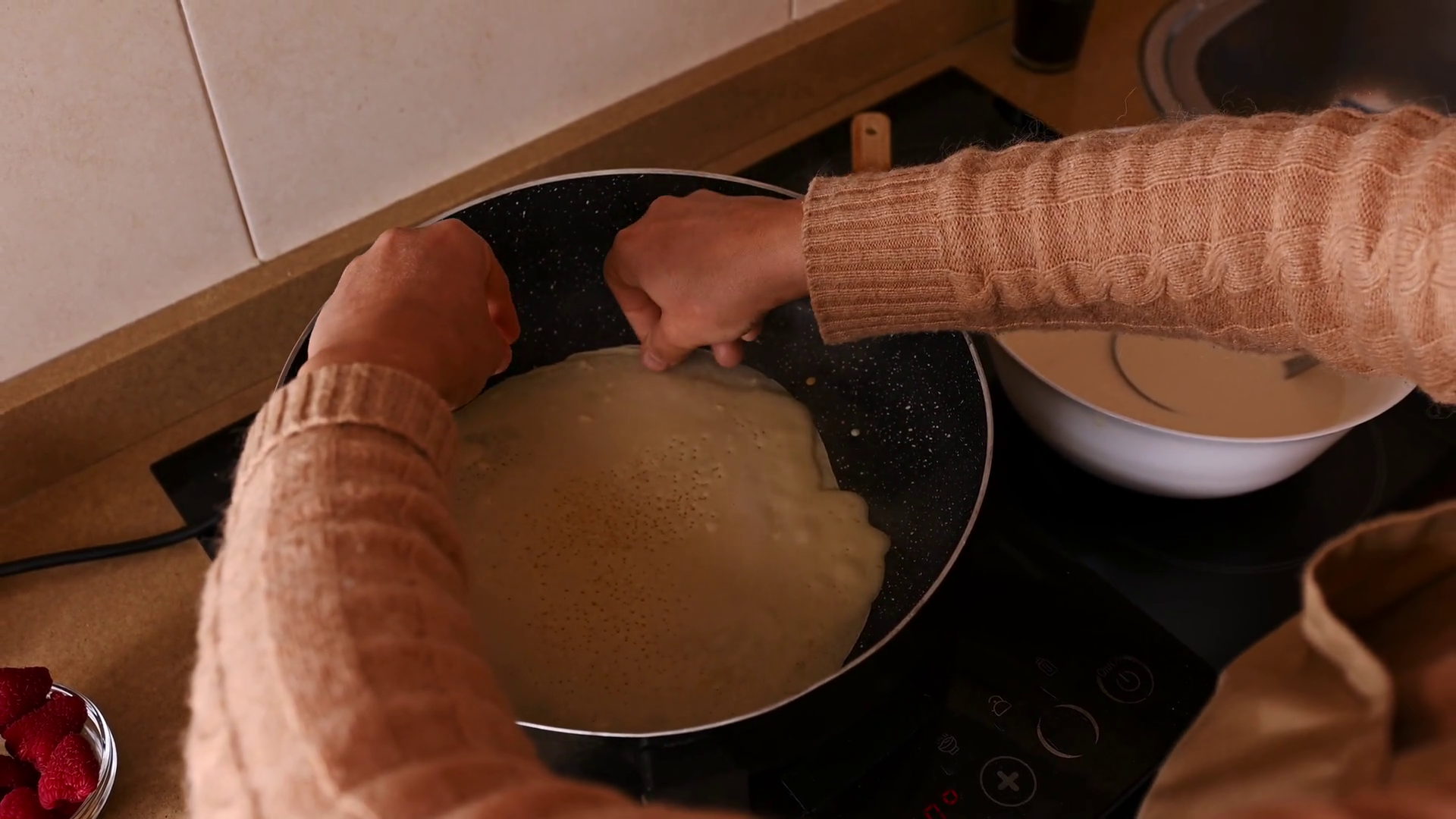 Flipping Golden Crepe On Shrove Tuesday: Stock Footage SBV-351737648 ...