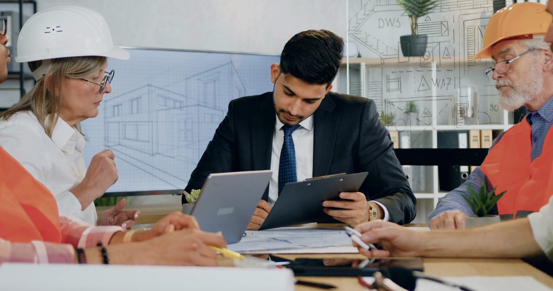 Man Main Engineer Signing Construction Stock Footage SBV-349237395 ...
