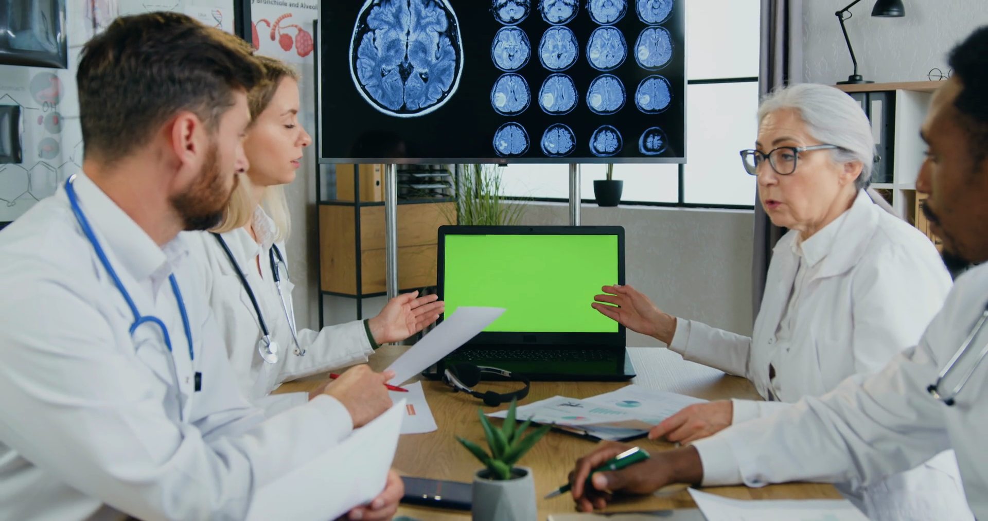 Doctors Team Of Medical Scientists Use Green Stock Footage SBV ...