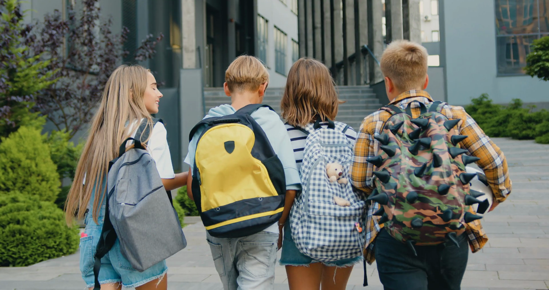 Group Of Four Classmates With Colorful Stock Footage SBV-348466787 ...