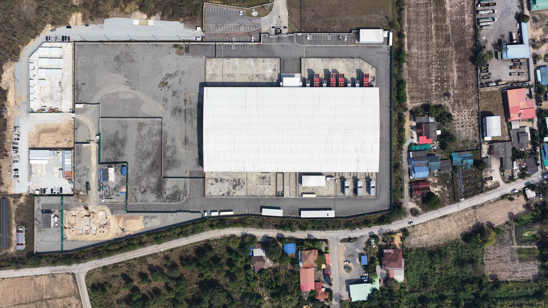 Aerial Top Down View Of Industrial Warehouse Stock Footage SBV ...
