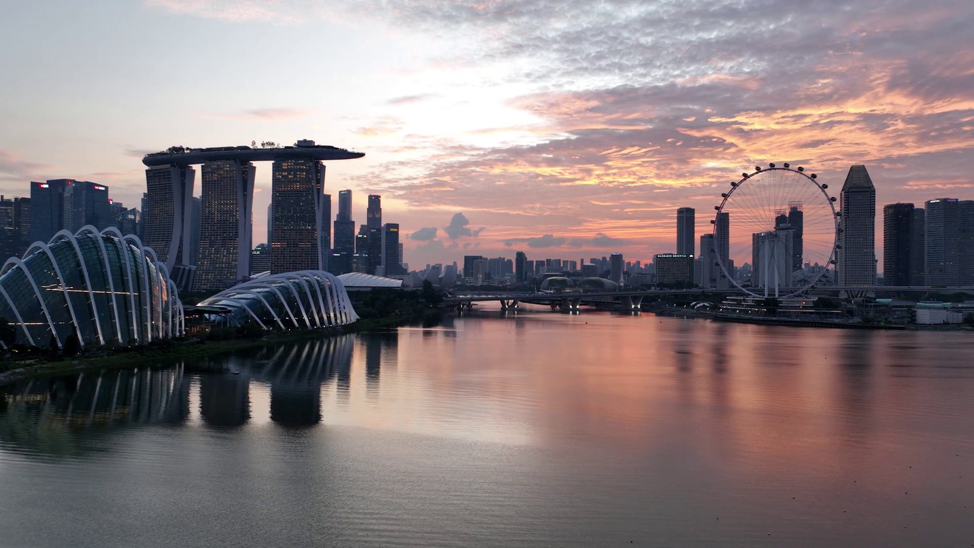 Singapore City Skyline At Night Aerial Drone Stock Footage SBV ...