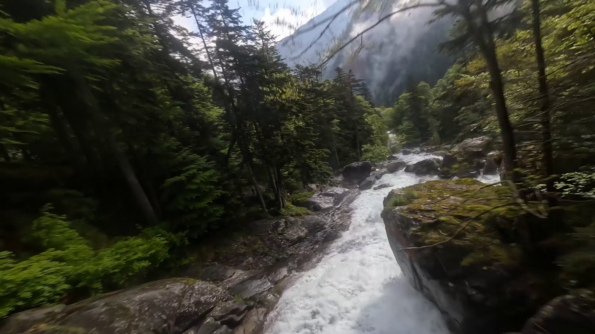 Flying Over Cascading Rapid Waterfall In Stock Footage SBV-347738992 ...