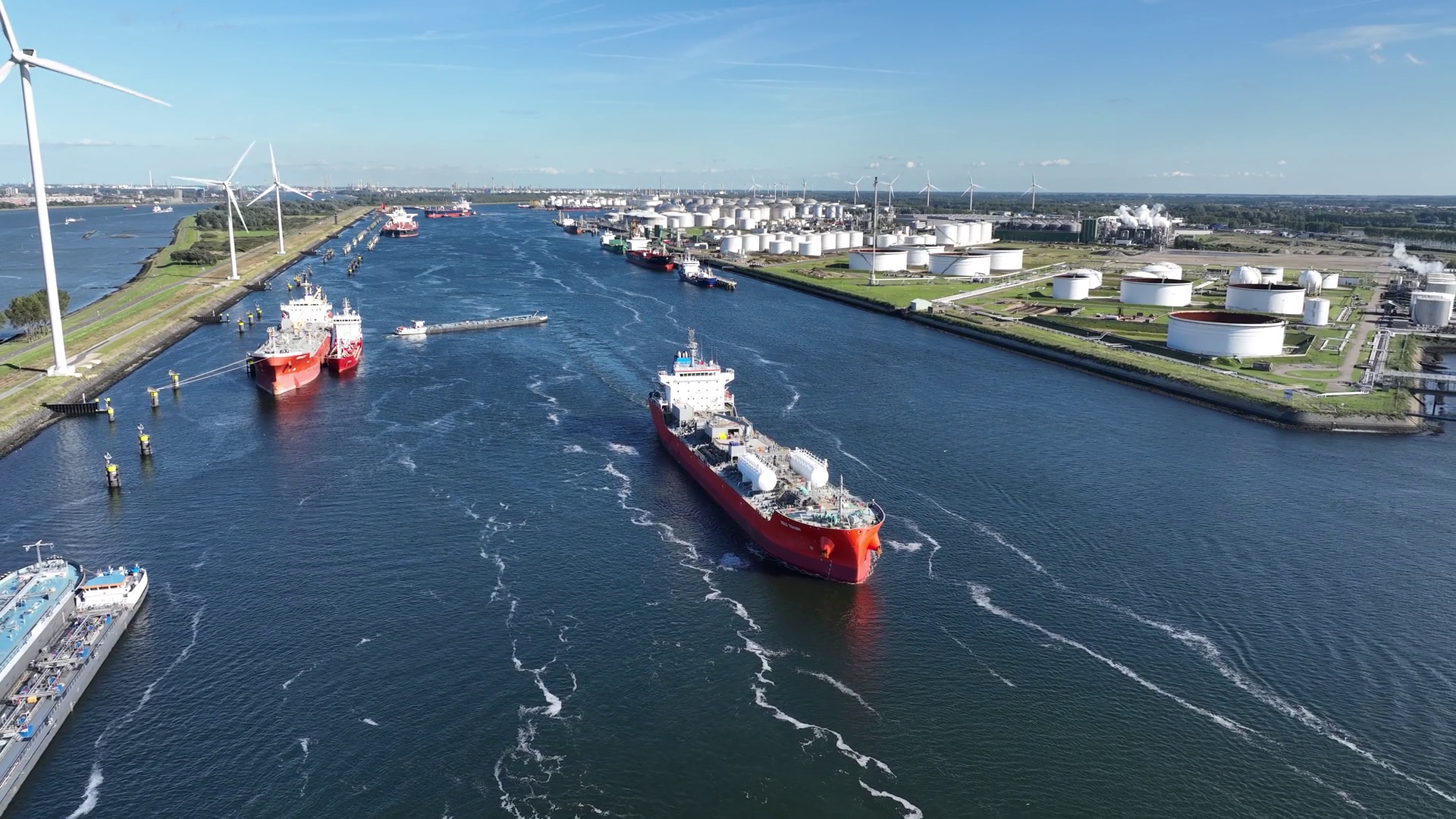 Caland Canal Aerial Drone View Of Industrial Stock Footage SBV ...