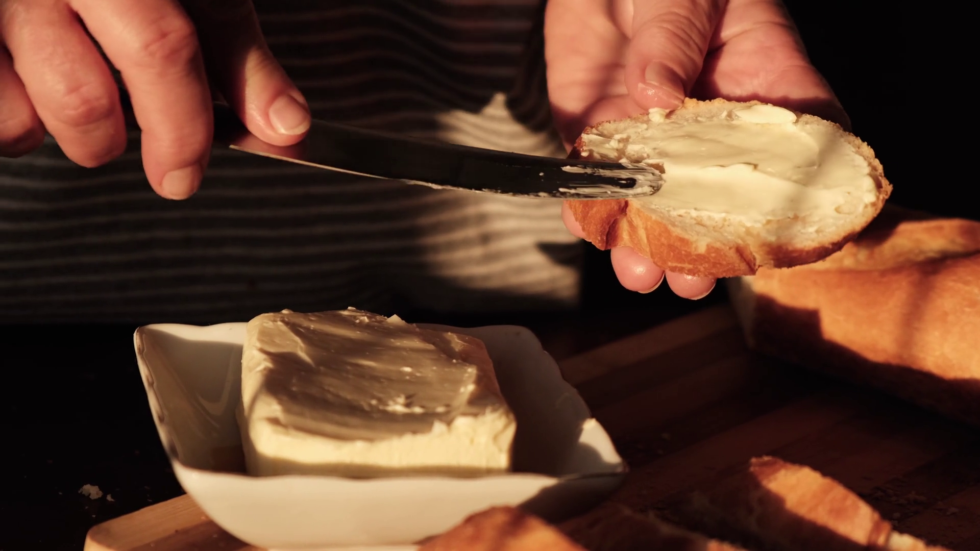 Female Hands Smear Butter On Bread Slow Stock Footage SBV-337238254 ...
