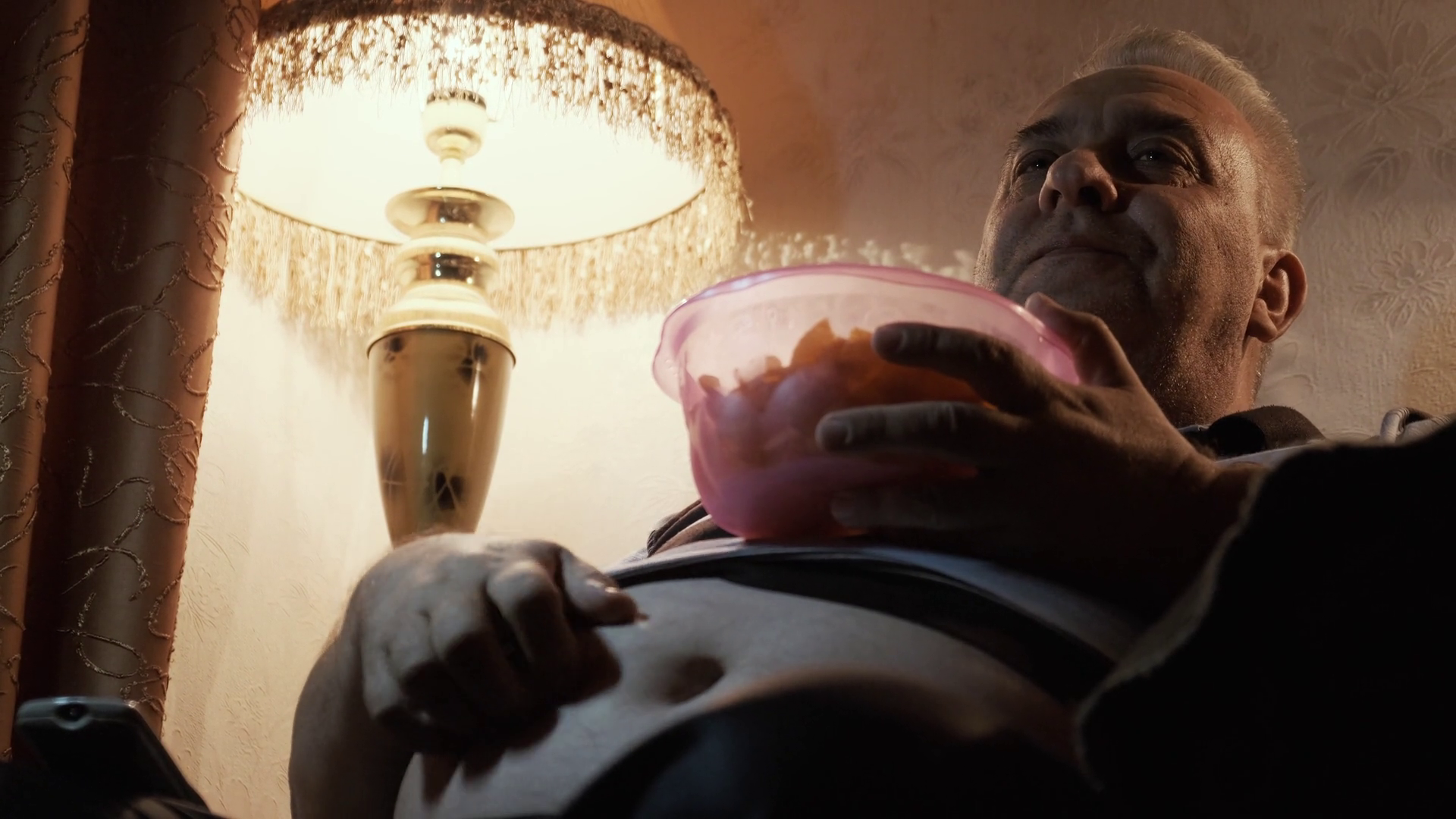 Overeating Alcohol Fat Man Eating Chips Stock Footage SBV-337838975 ...