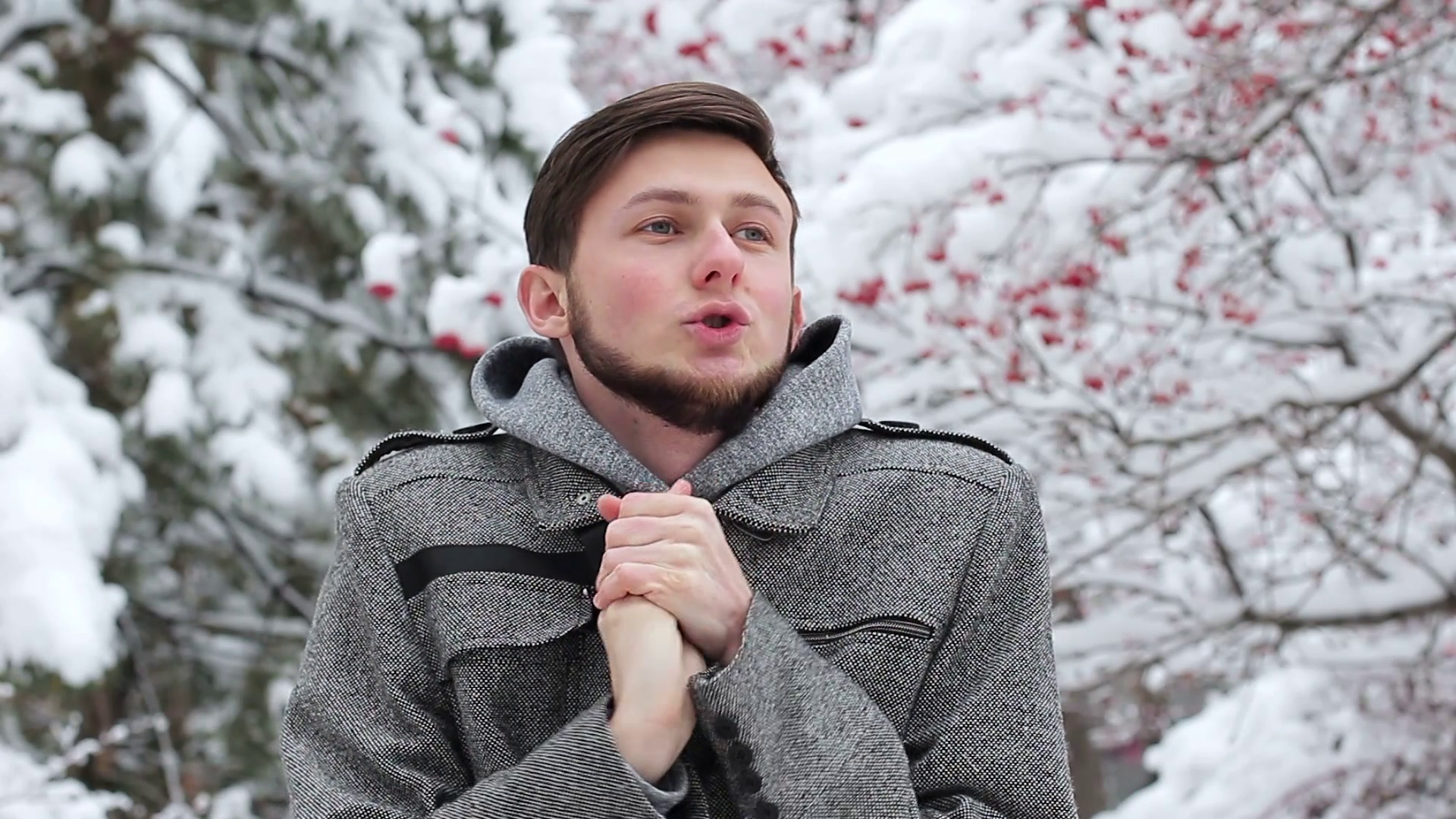Chilly Winter: Young Man Shivering In Cold Stock Footage SBV-319263356 ...