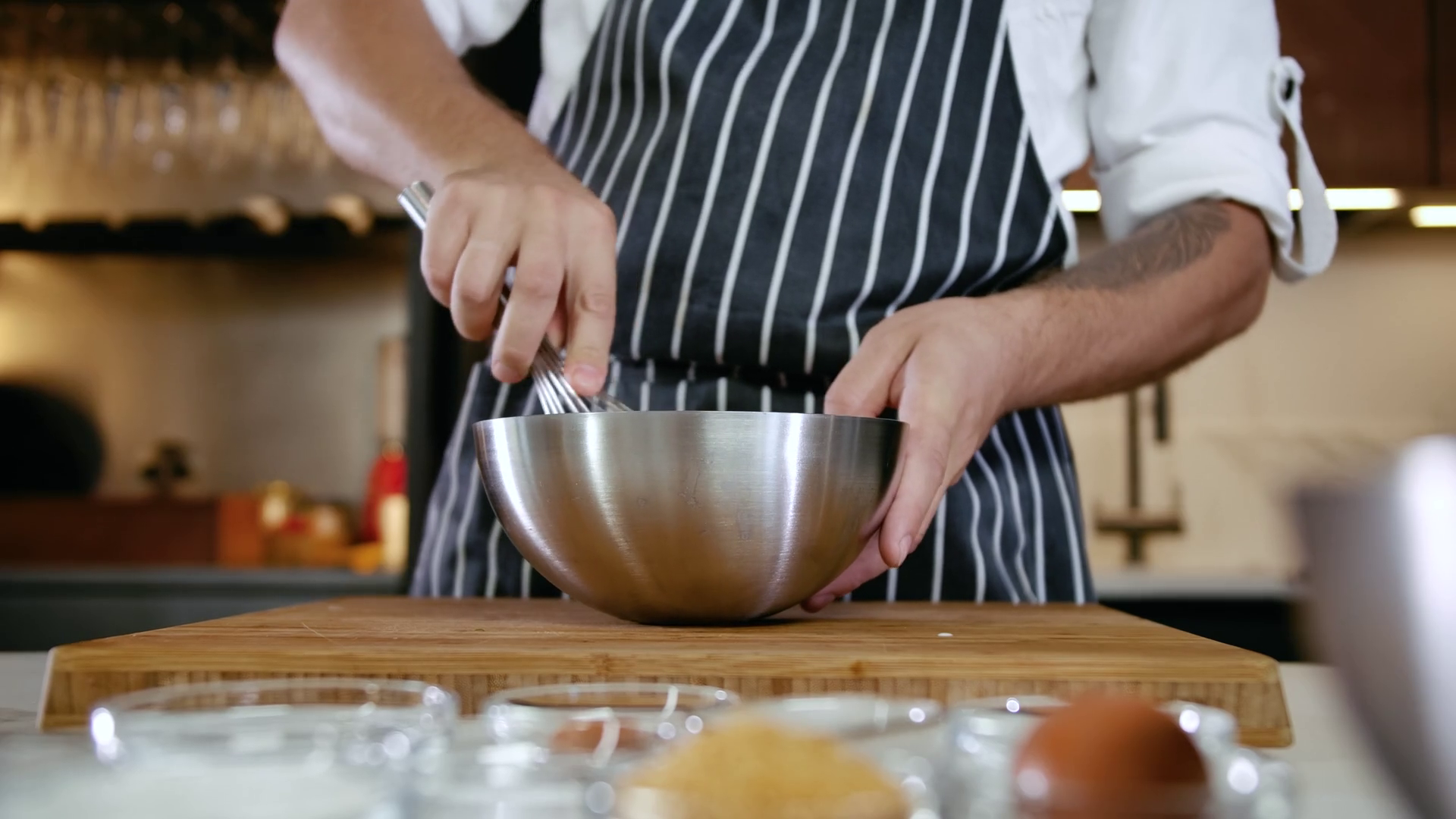 Close-up Man Hand Chef Mixing Food Stock Footage SBV-348736610 ...