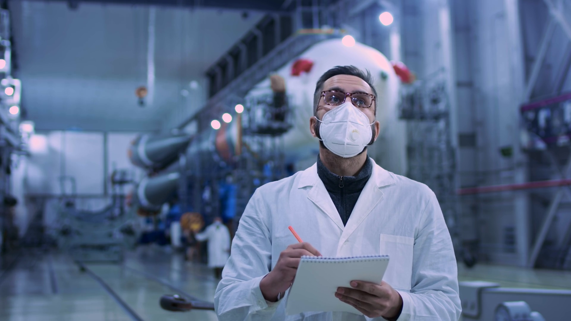 Industry Concept: Man Engineer In Face Mask Stock Footage SBV-348931853 ...