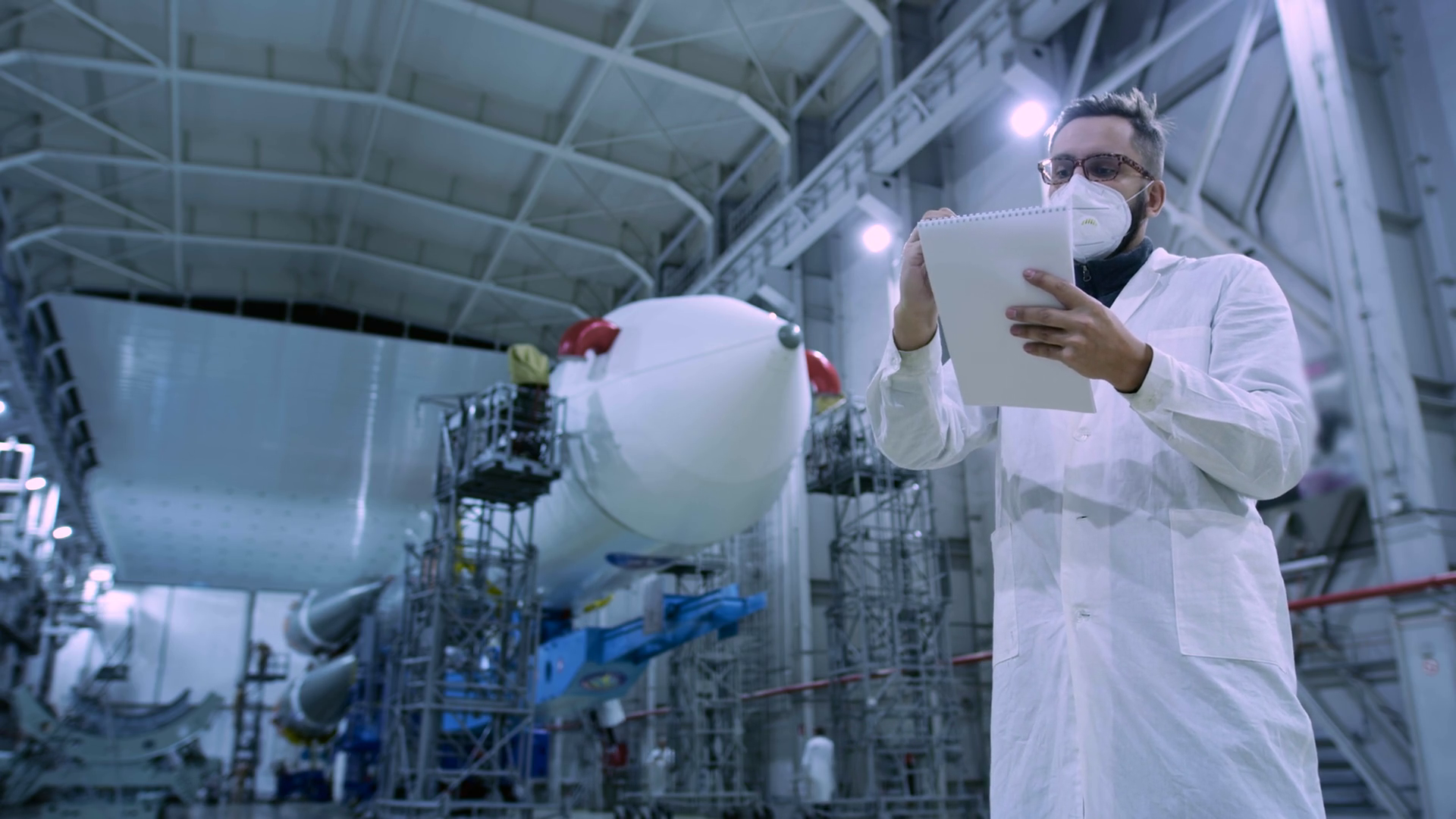 Engineer Of Industry 4 In Face Mask Stock Footage SBV-348974878 ...