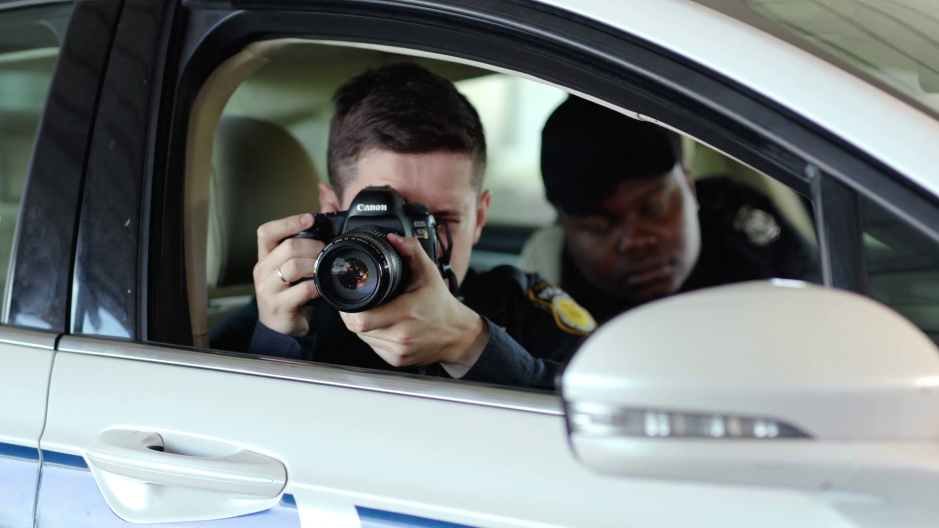 Shot Of Serious Two Men Cops Sitting In Stock Footage SBV-351920505 ...