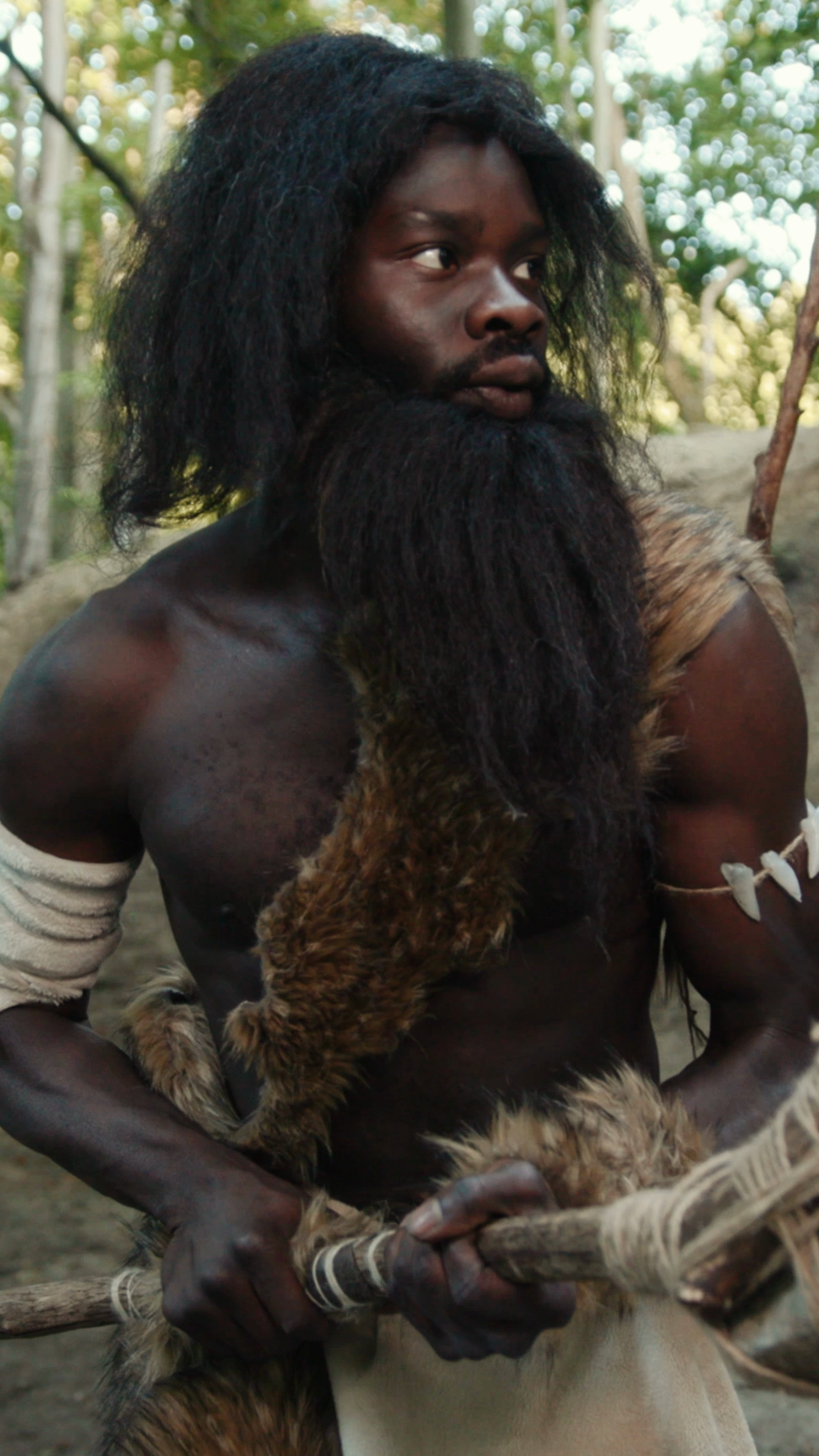 Primitive Man In Natural Setting Immersed In Stock Footage SBV ...
