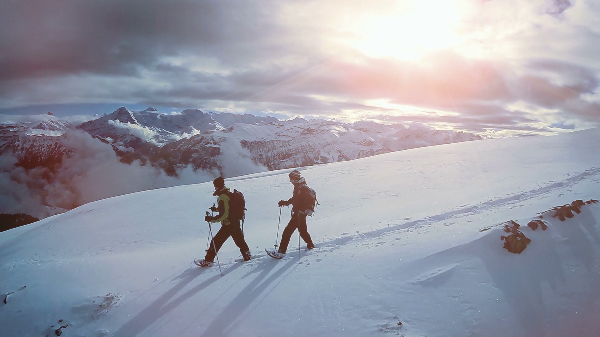 Hikers On Alpine Adventure Expedition Hiking Stock Footage SBV ...