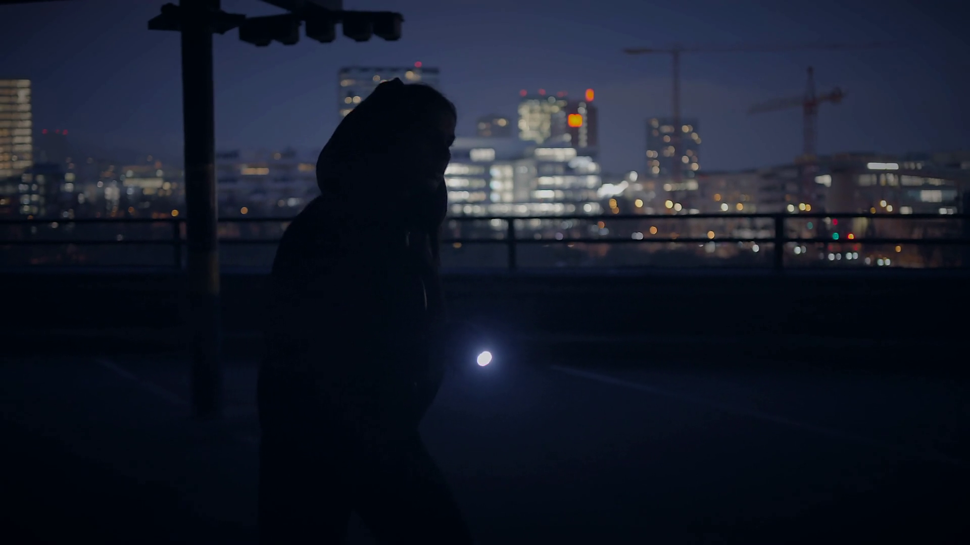 Urban Night Explorer With Flashlight Scans Stock Footage SBV-349167758 ...