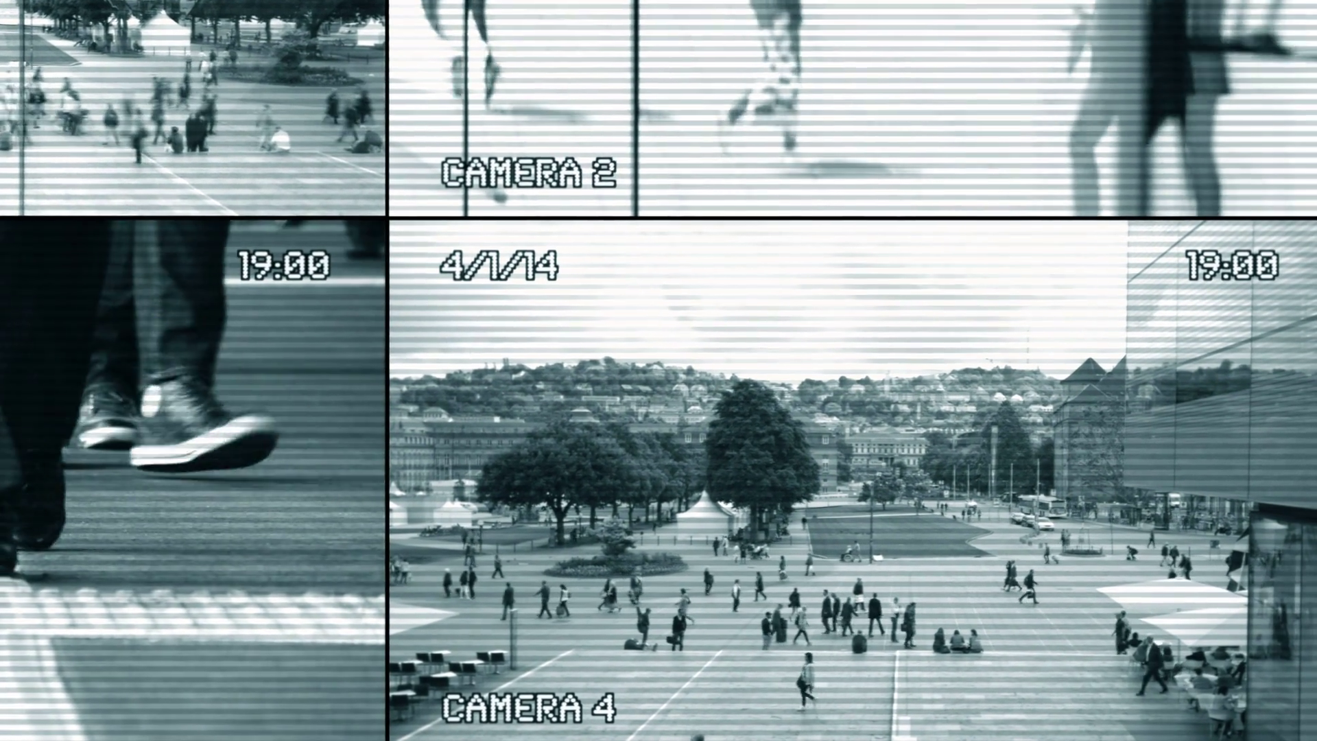 Cctv Surveillance Camera Split Screen Stock Footage SBV-348401316 ...