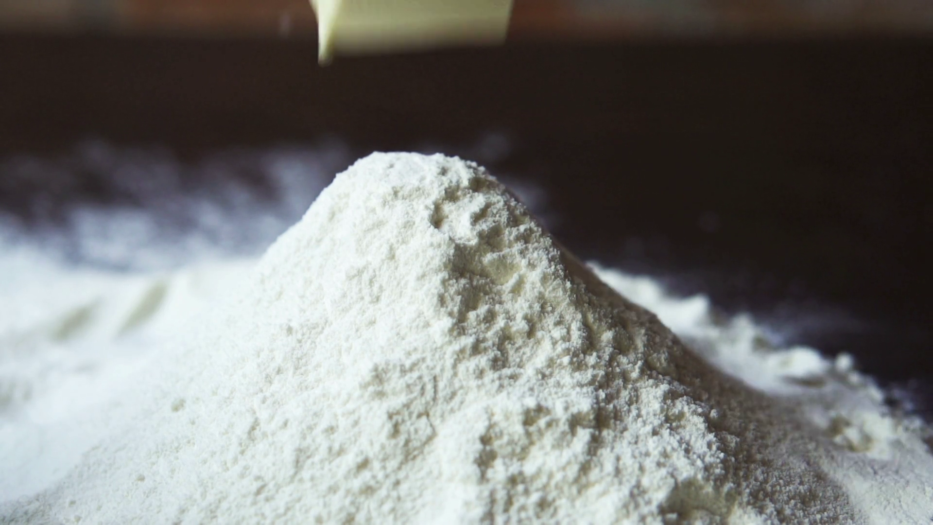 Butter Throwing Into Heap Of Flour Slow Stock Footage SBV-301328698 ...