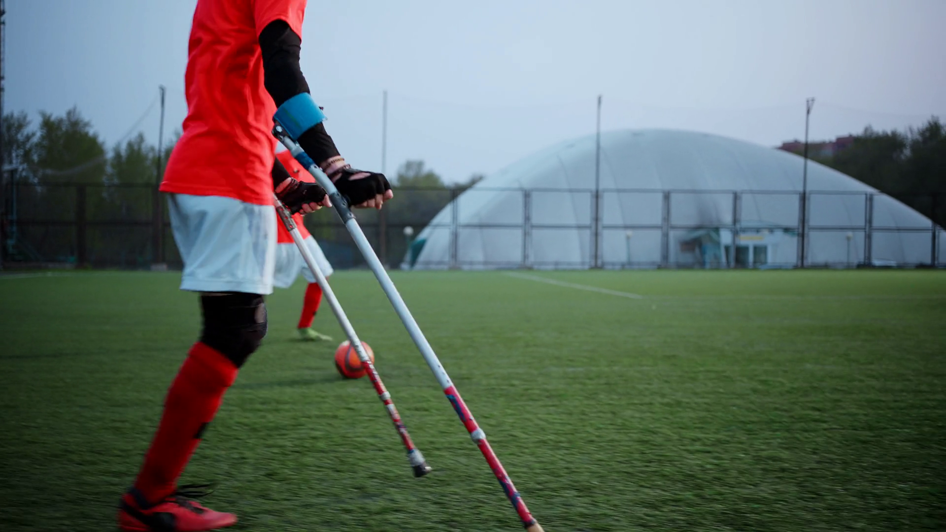 Legs Of Disabled Football Plaer With Ball Stock Footage SBV-348643174 ...