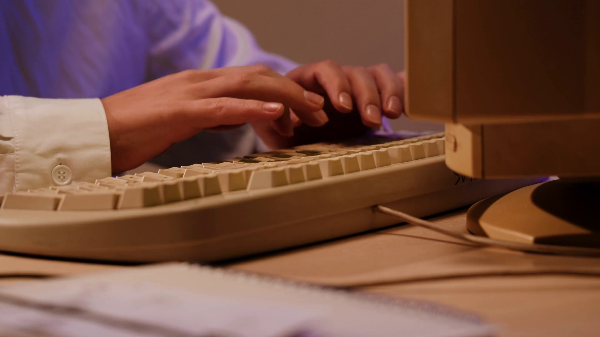 Young Woman Is Typing On Old Vintage Stock Footage SBV-349102191 ...
