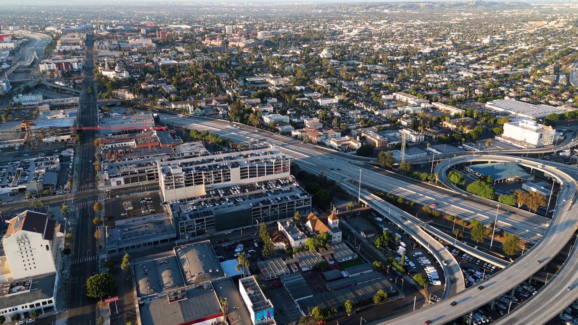 Aerial View Of Modern Urban Freeway Stock Footage SBV-351941293 ...