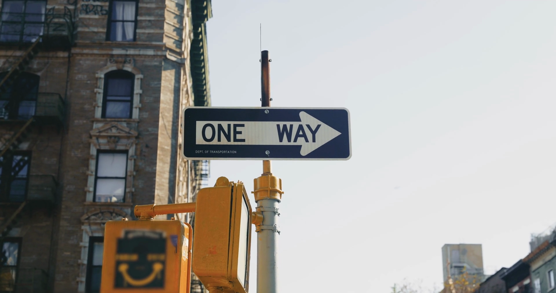 Camera Zooms In On Way Road Sign In Stock Footage SBV-349253820 ...