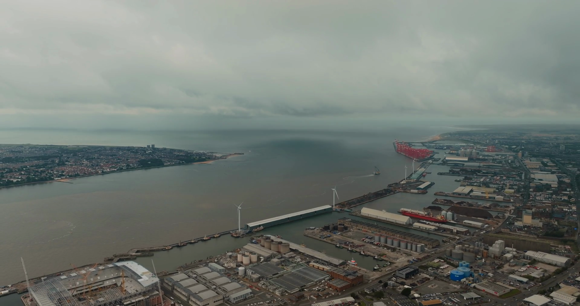Aerial Perspective Of Liverpool's Waterfront Stock Footage SBV ...