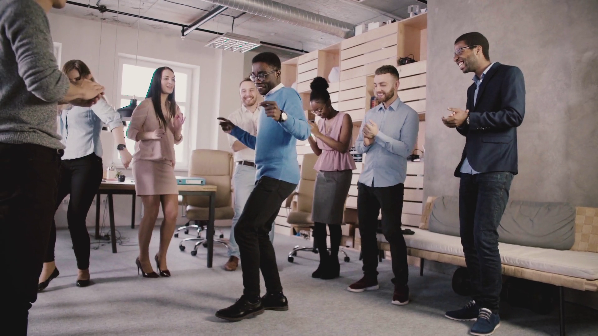 Happy African American Boss Dancing With Stock Footage SBV-325822896 ...
