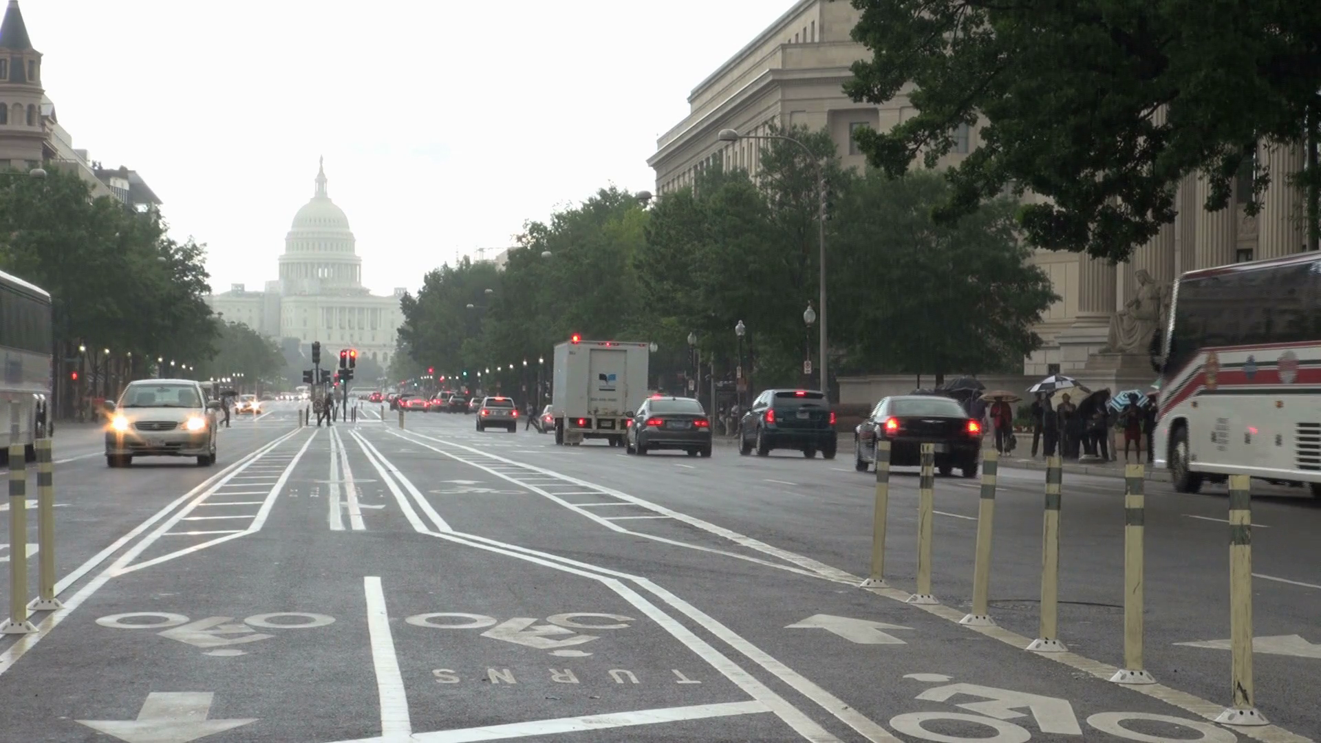 Busy Rainy Dc Street With Capitol In Stock Footage SBV-300095849 ...