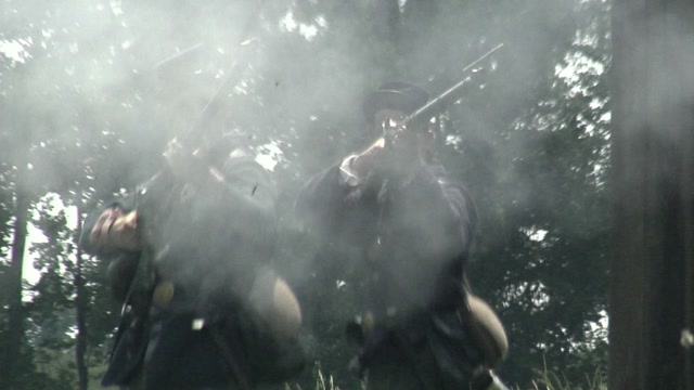 Soldiers Reenactment Muskets Stock Footage: Royalty-Free Video Clips ...
