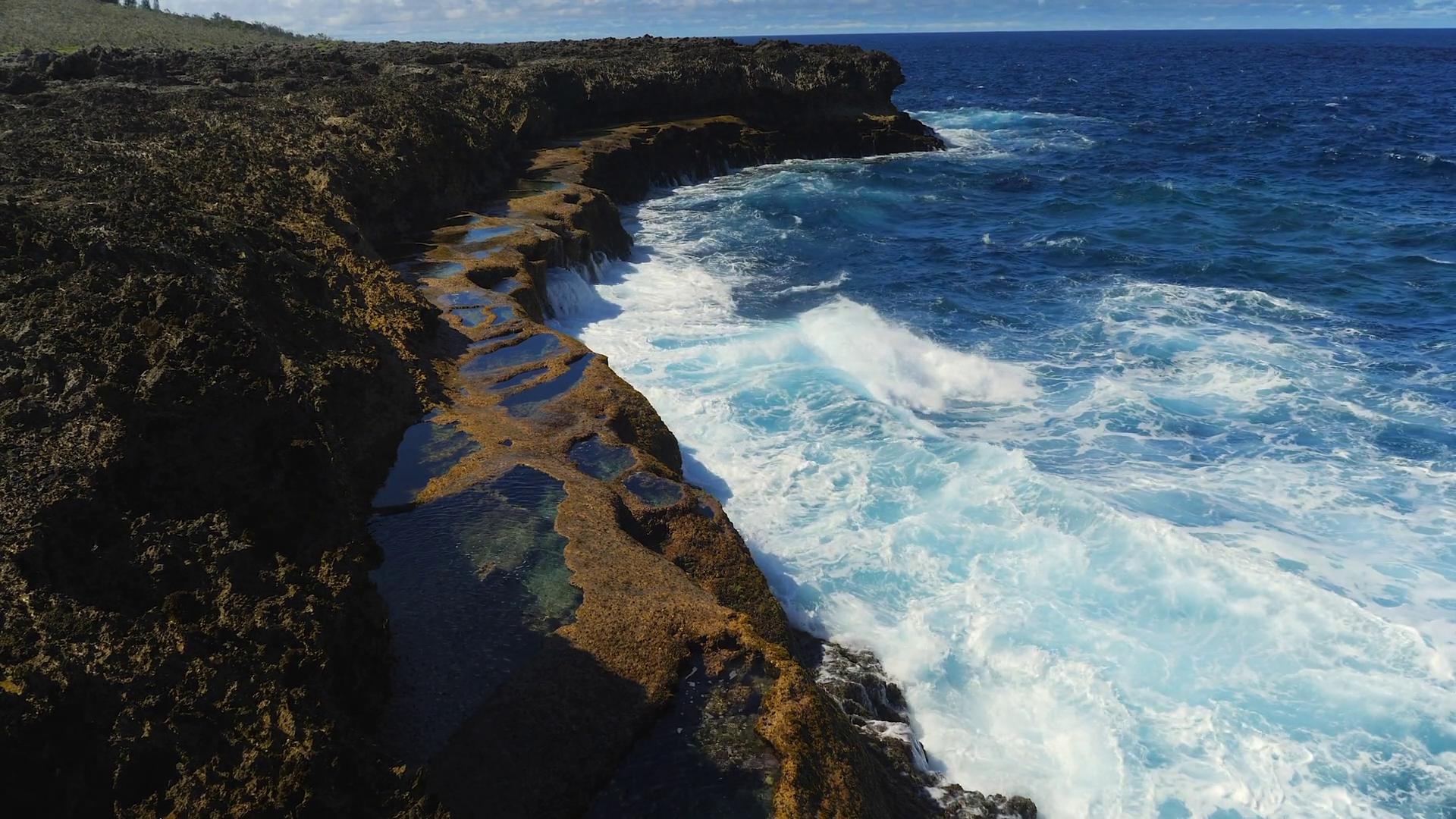 Slow Aerial Rise Above Natural Ocean Pools Stock Footage SBV-348480561 ...