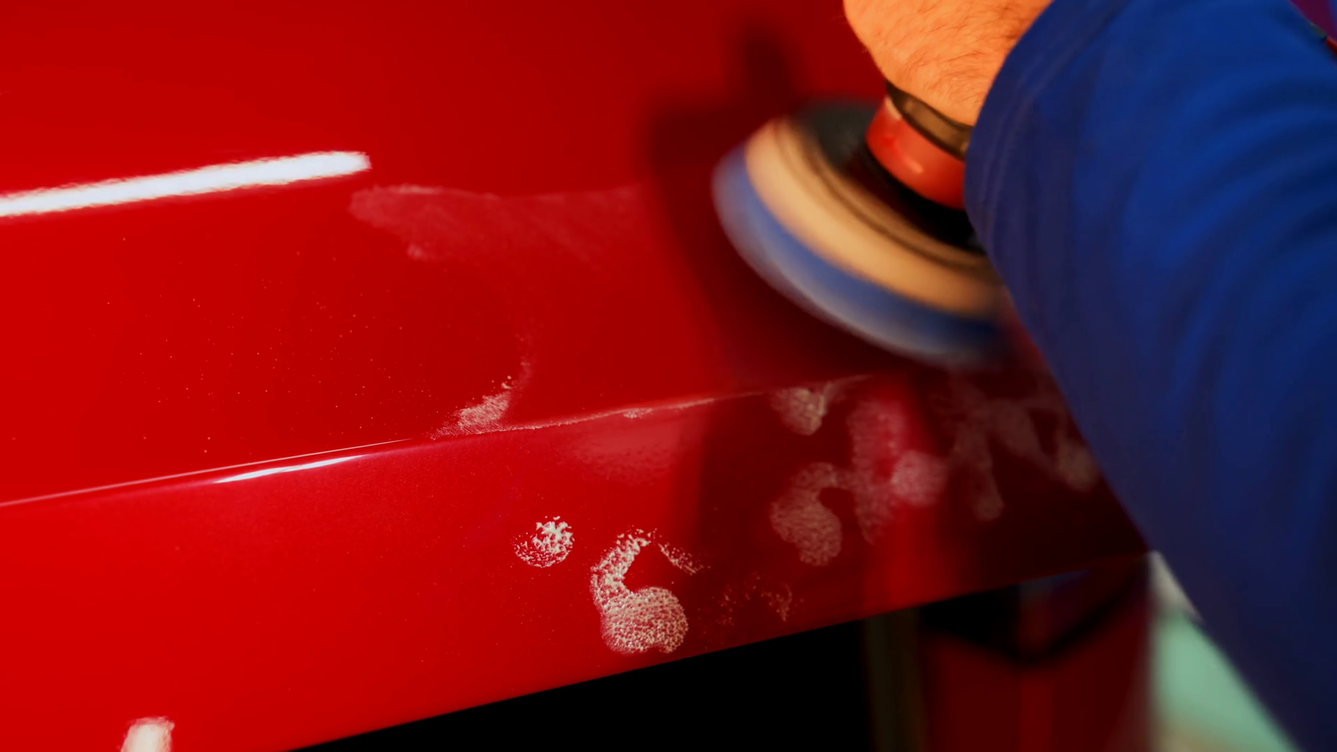Man Worker Start Polishing Car Body In Auto Stock Footage SBV-352342395 ...