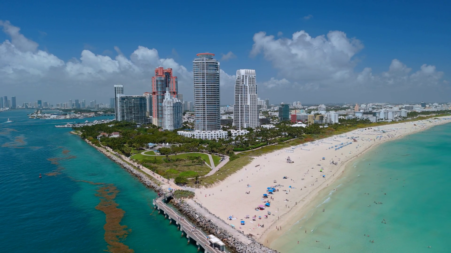 Aerial View Of Miami Beach Skyline With Stock Footage SBV-352612596 ...