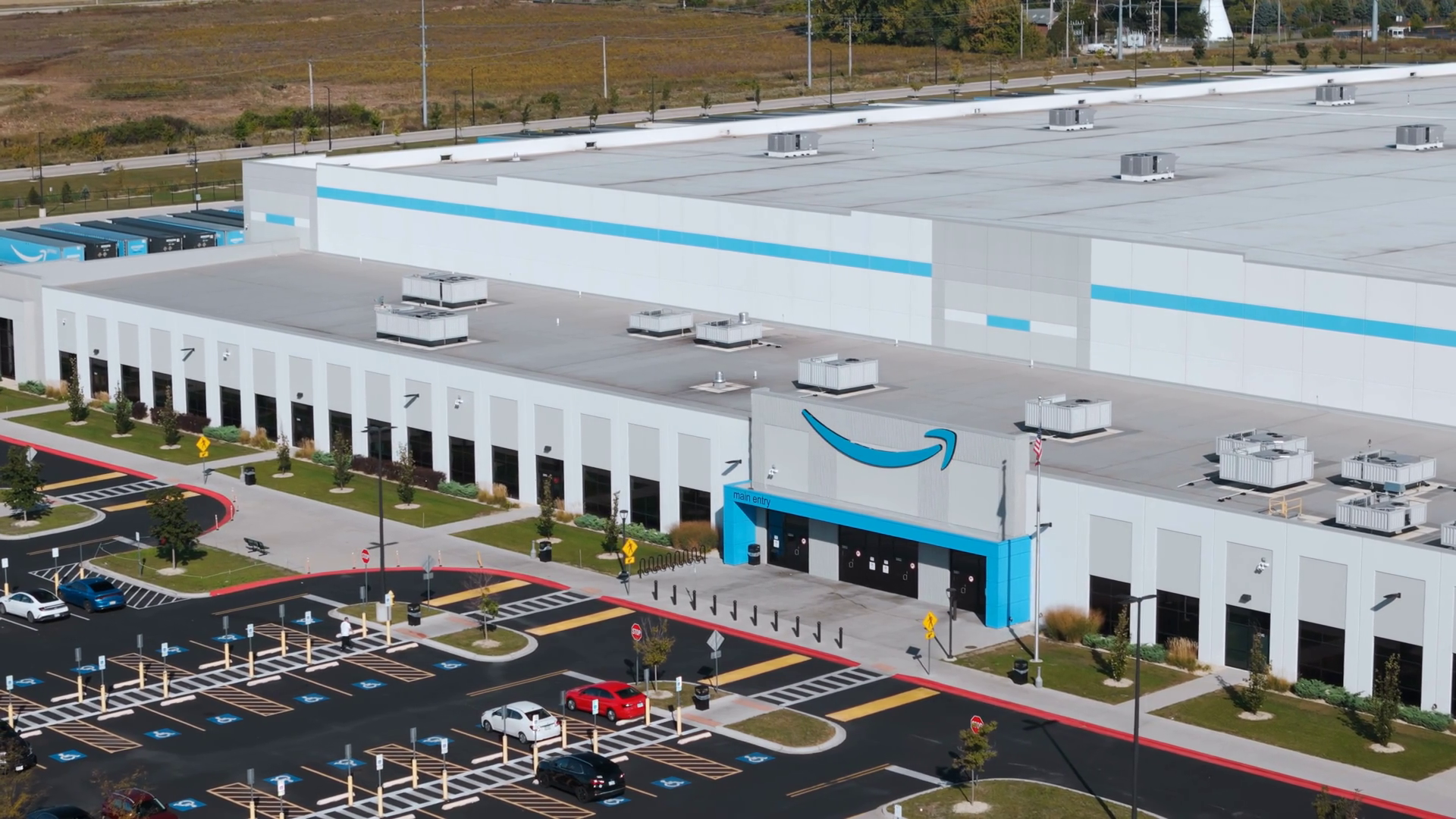 Amazon Warehouse Exterior Aerial Above Shot Stock Footage SBV-352913819 ...