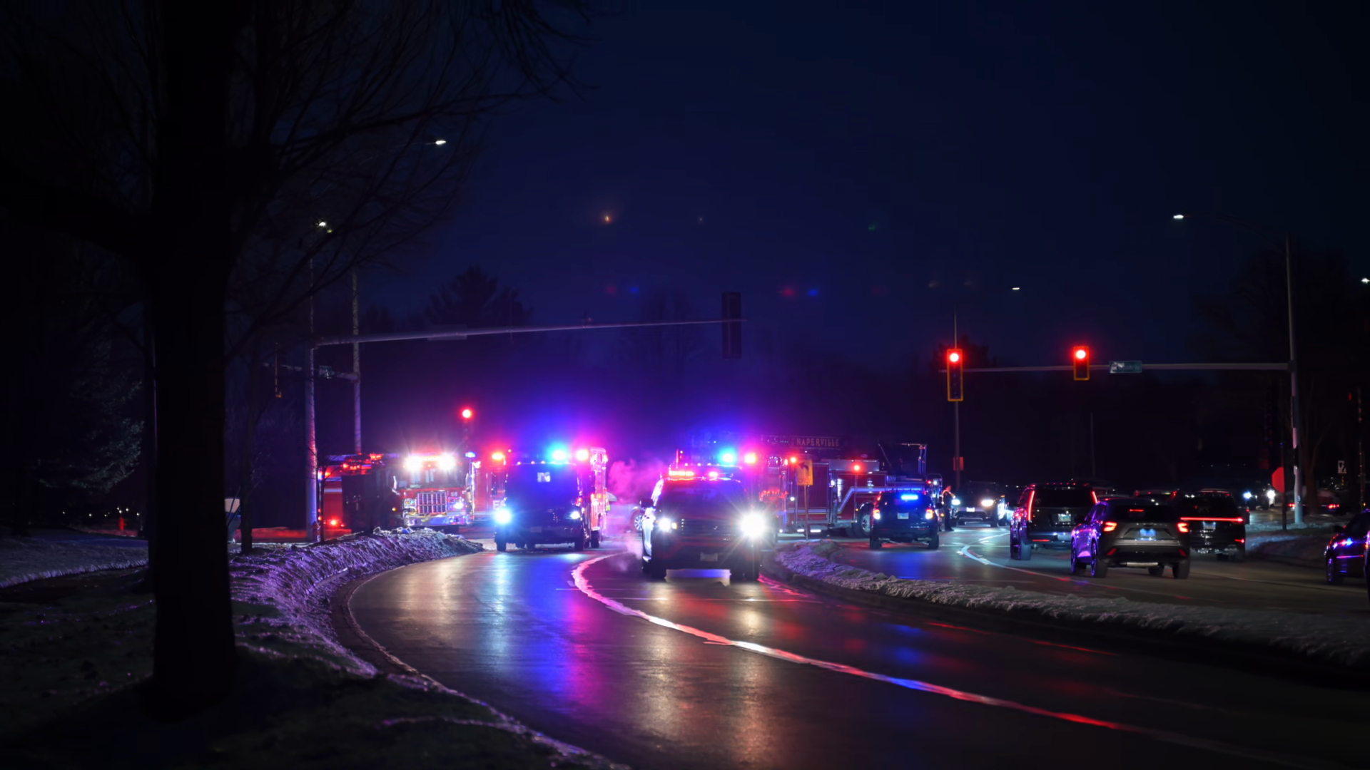 Nighttime Scene Of Multiple Emergency Stock Footage SBV-353510852 ...