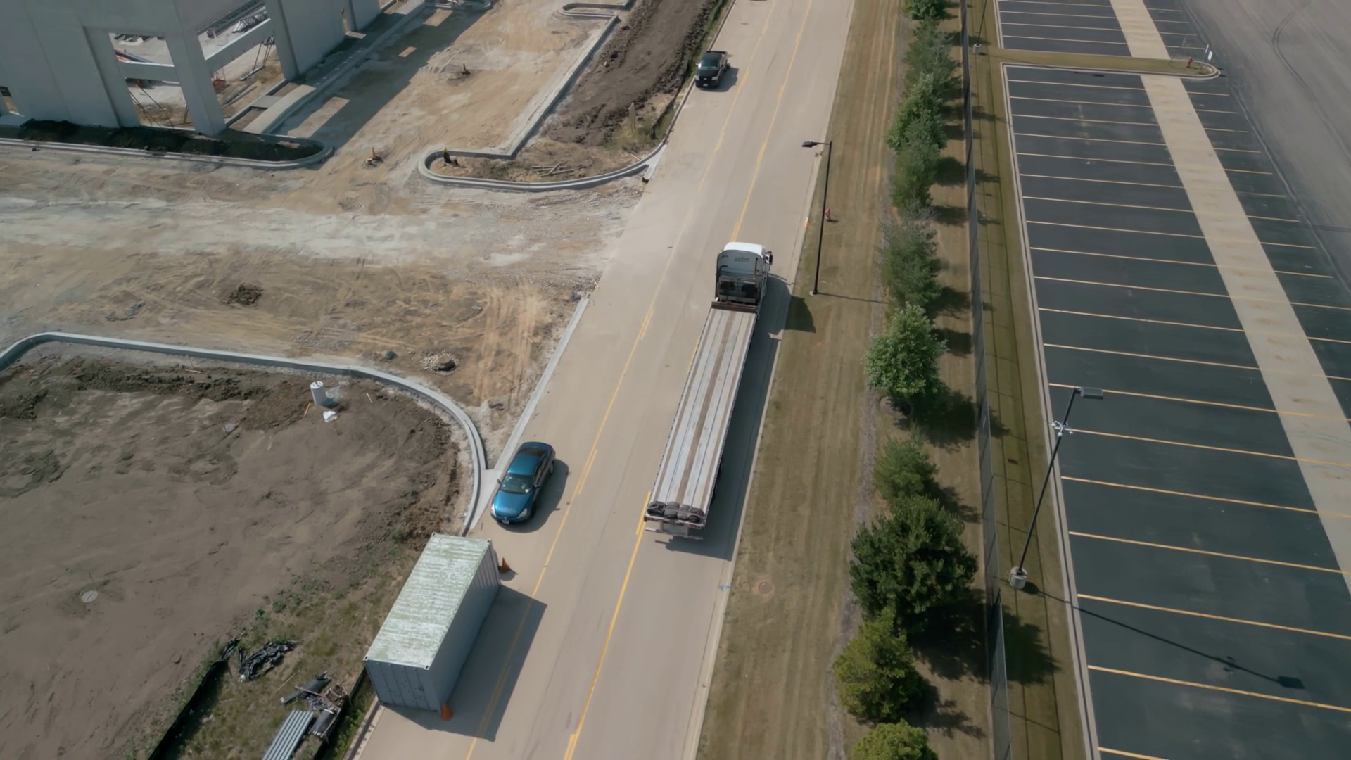 Aerial Drone View Of Truck Leaves Loading On Stock Footage SBV ...