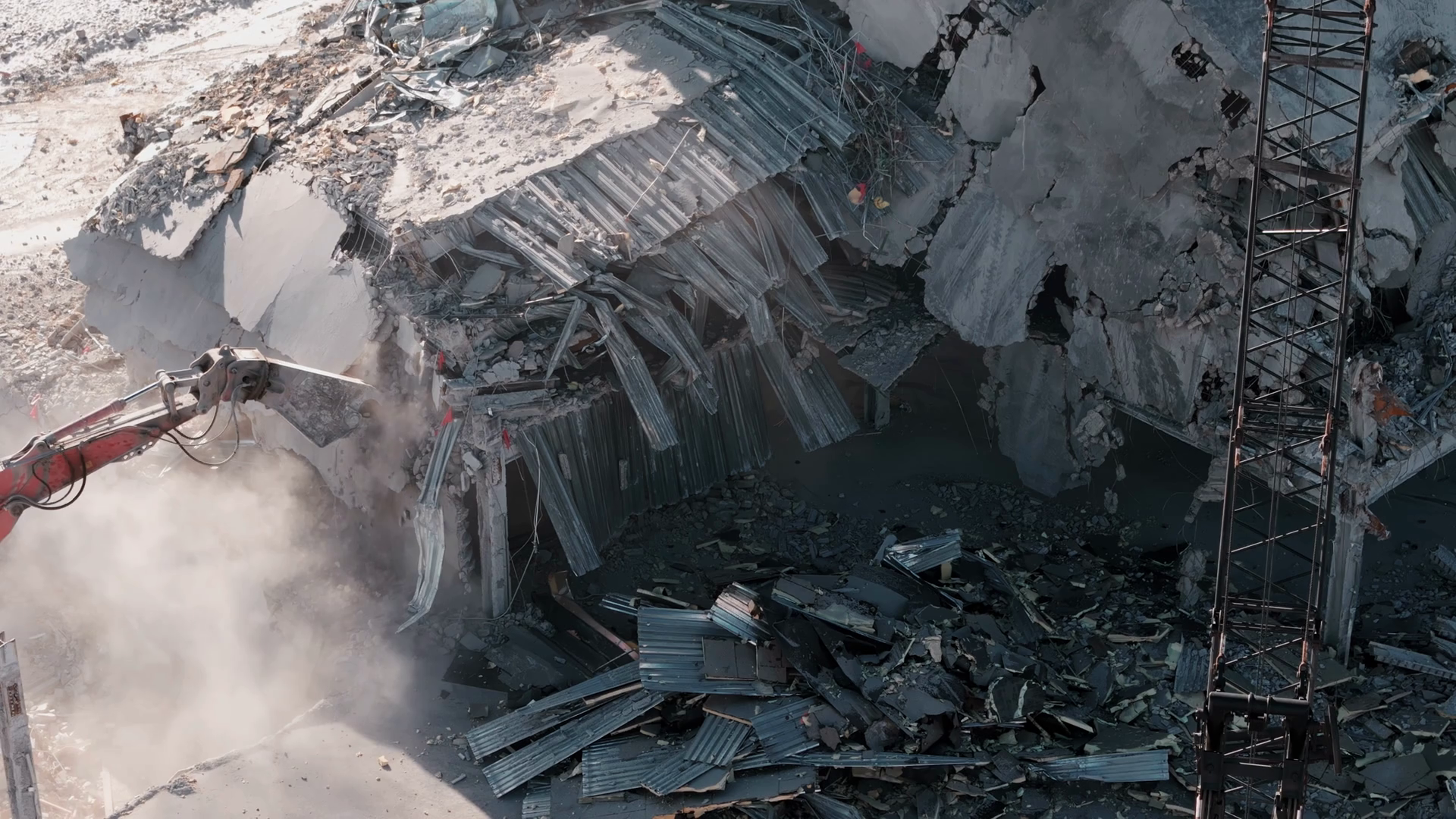 Demolition Of Building Excavator Working Stock Footage SBV-348744517 ...