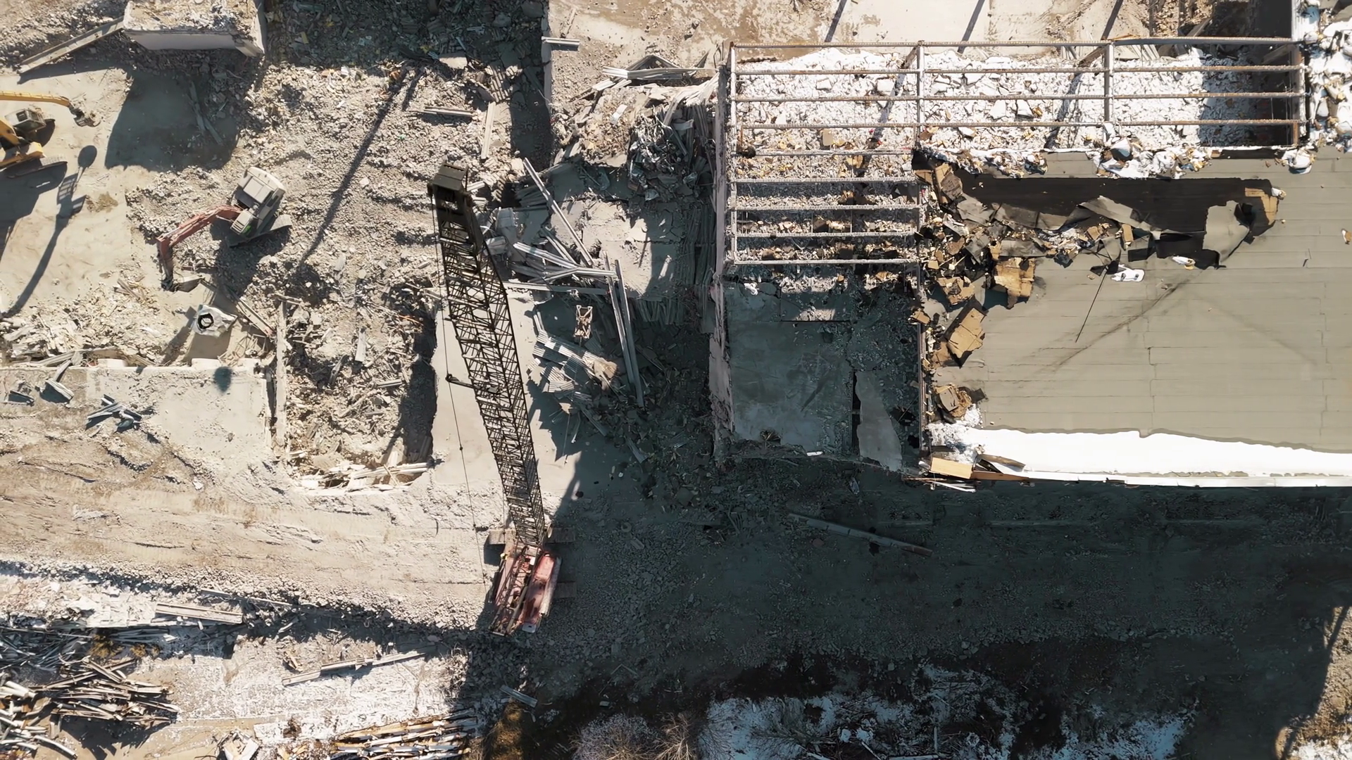 Drone Shot Of Destroyed Buildings Demolition Stock Footage SBV ...