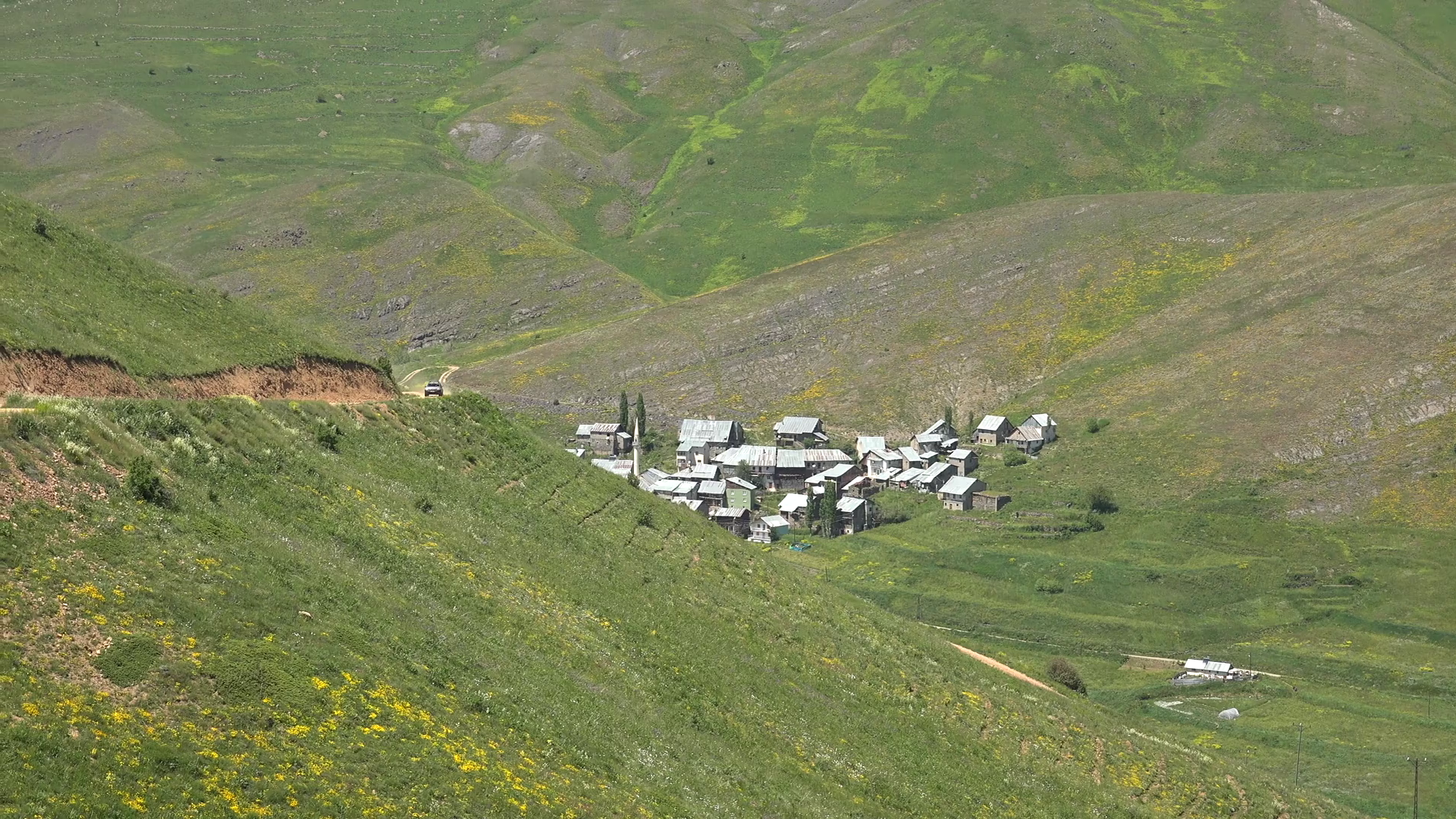Panoramic View Of Small Village In Valley Stock Footage SBV-348385453 ...