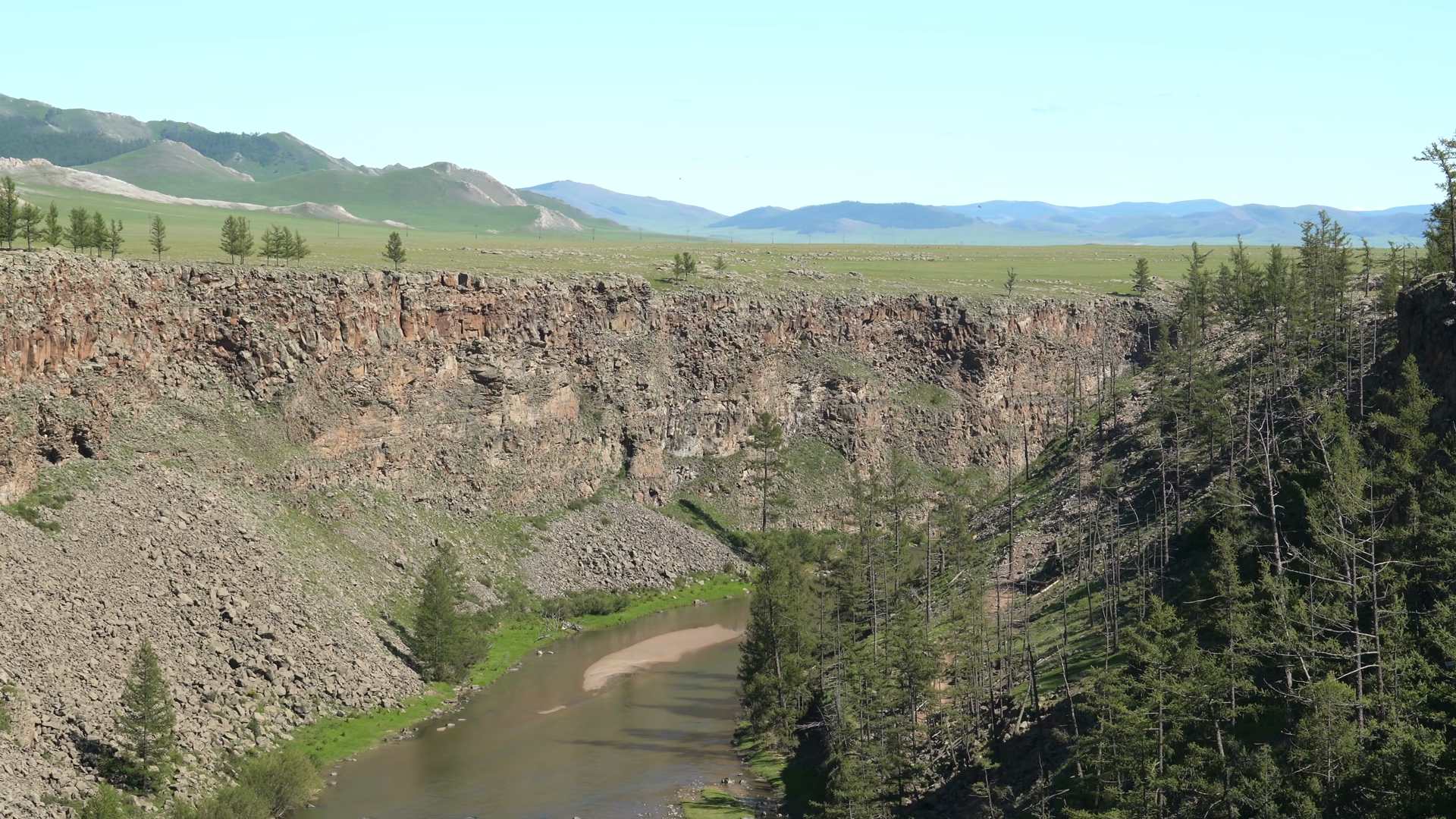 River Flowing Along Floor Of Deeply Incised Stock Footage SBV-353732194 ...