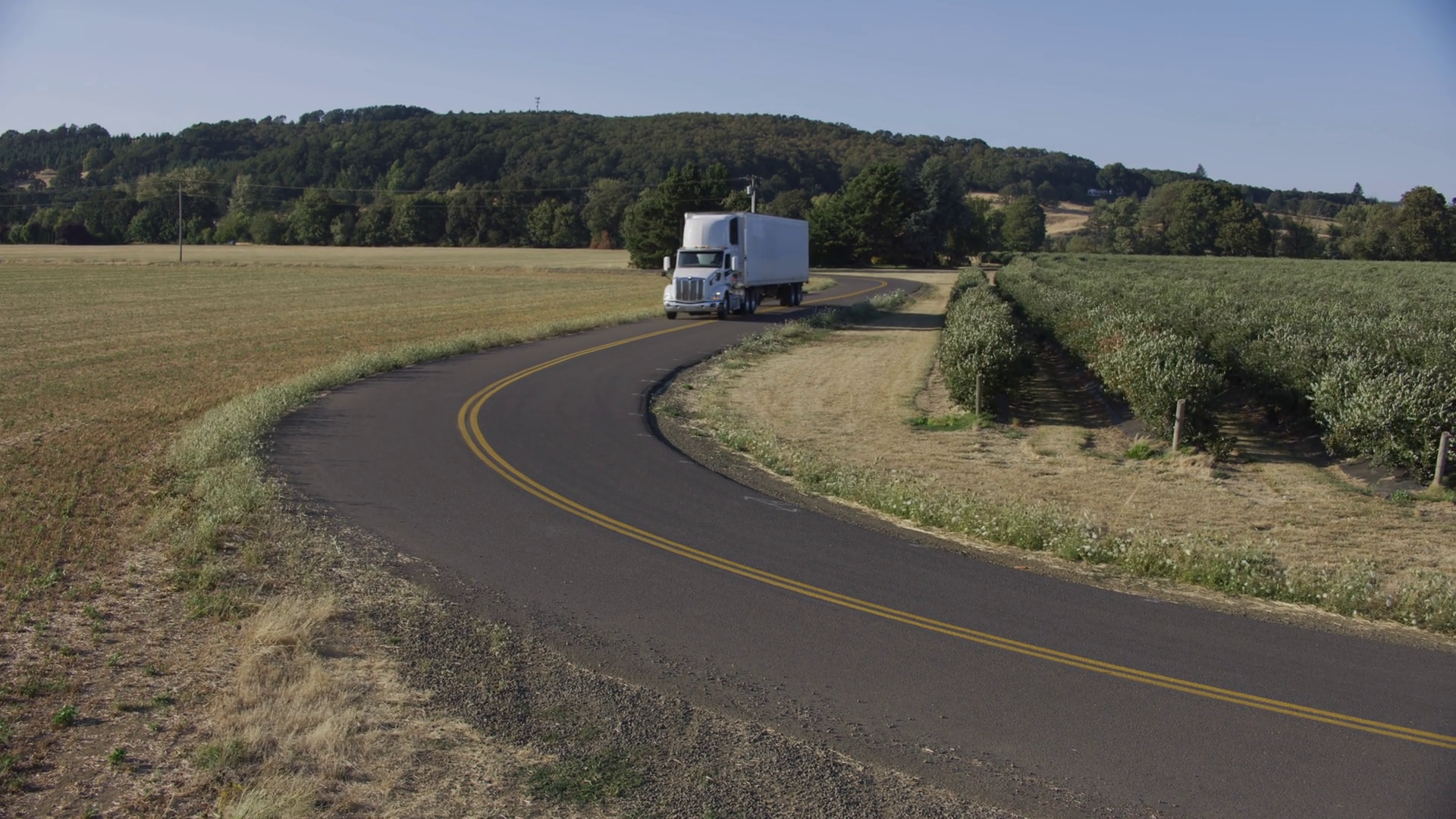 Semi Truck Driving On Rural Road Fully Stock Footage SBV-347679314 ...