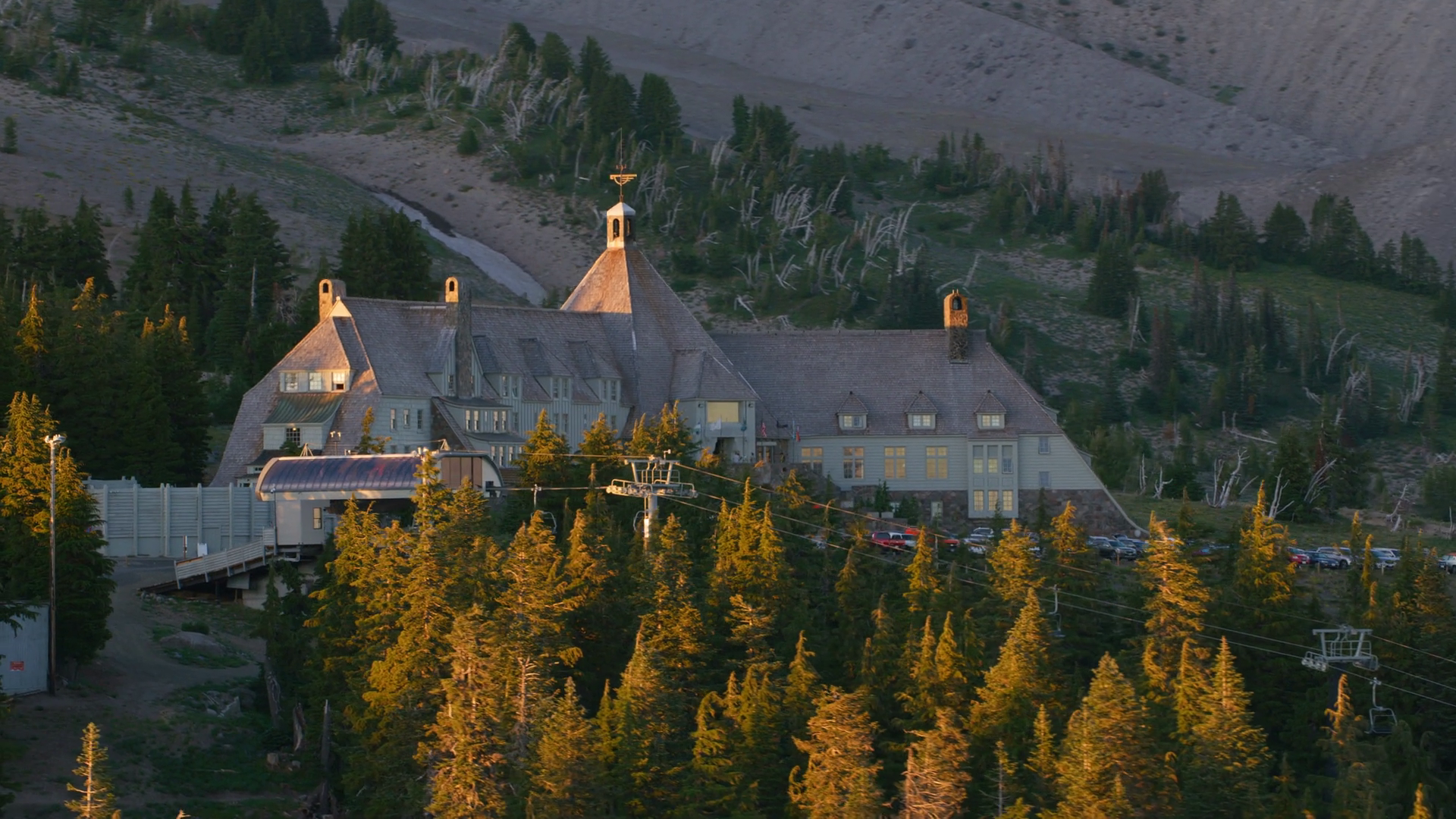 Aerial View Of Timberline On Mt Hood In Stock Footage SBV-347750231 ...
