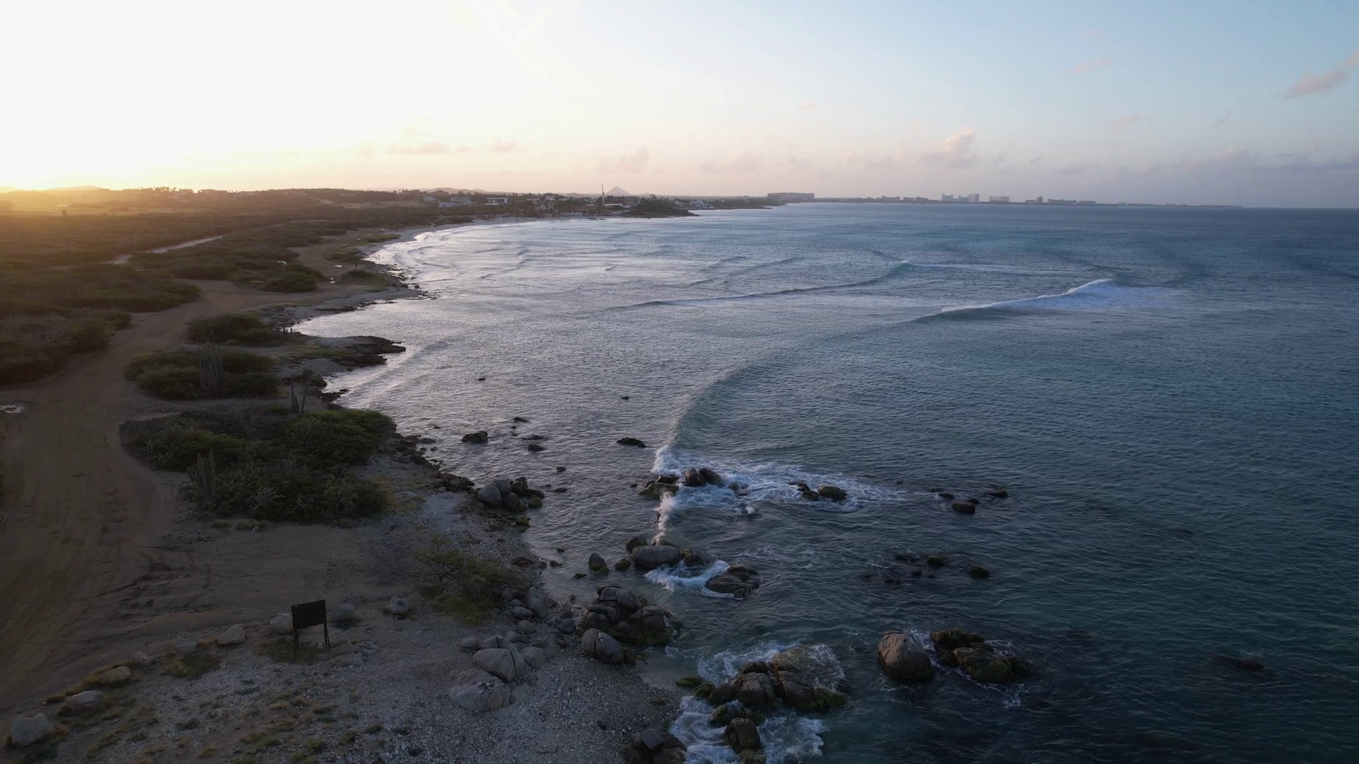 Flying Over Waves Crashing On Rocks In Aruba Stock Footage SBV ...