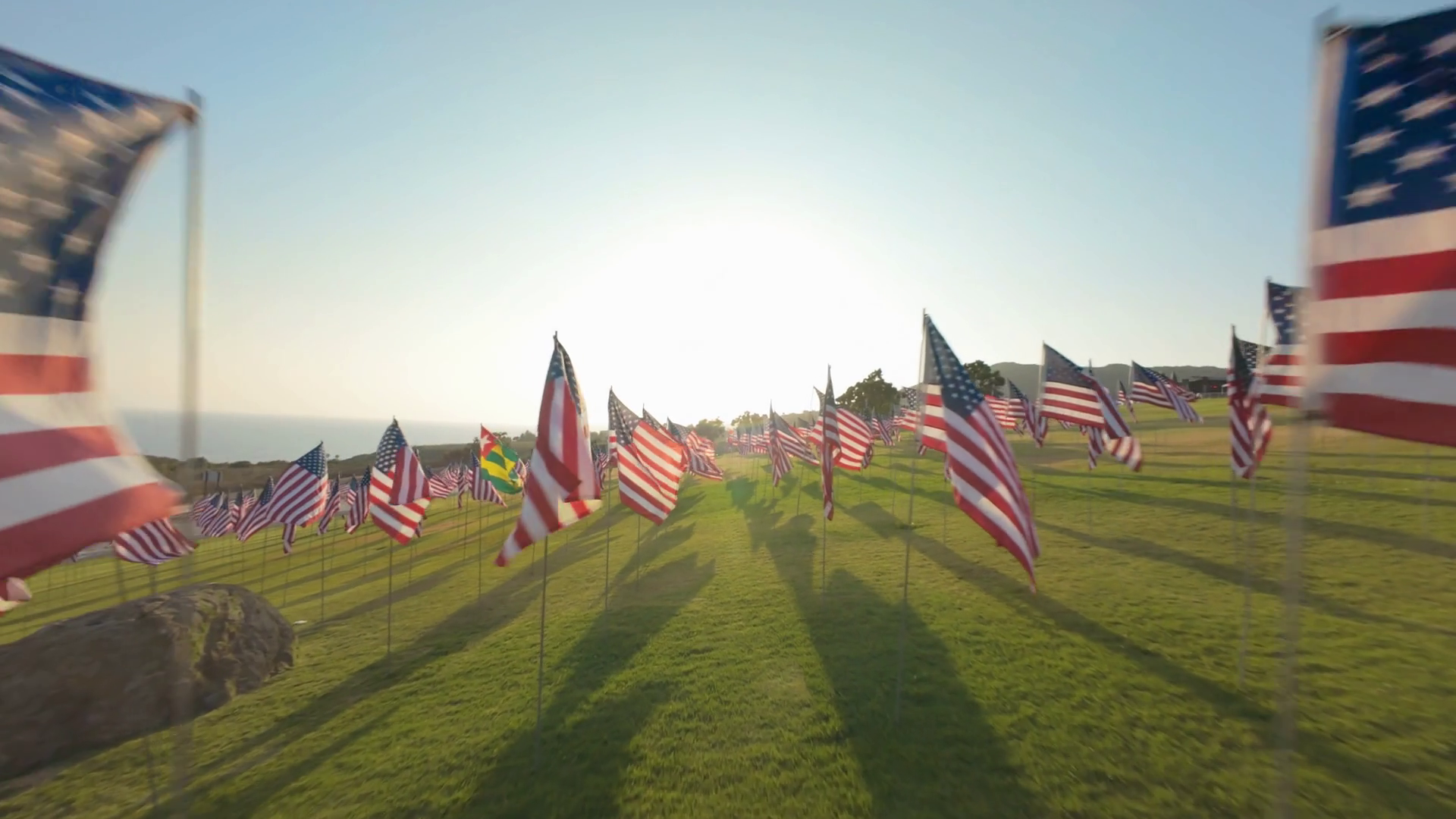 Drone View Of 3000 Flags Memorial Dedicated Stock Footage SBV-349250160 ...