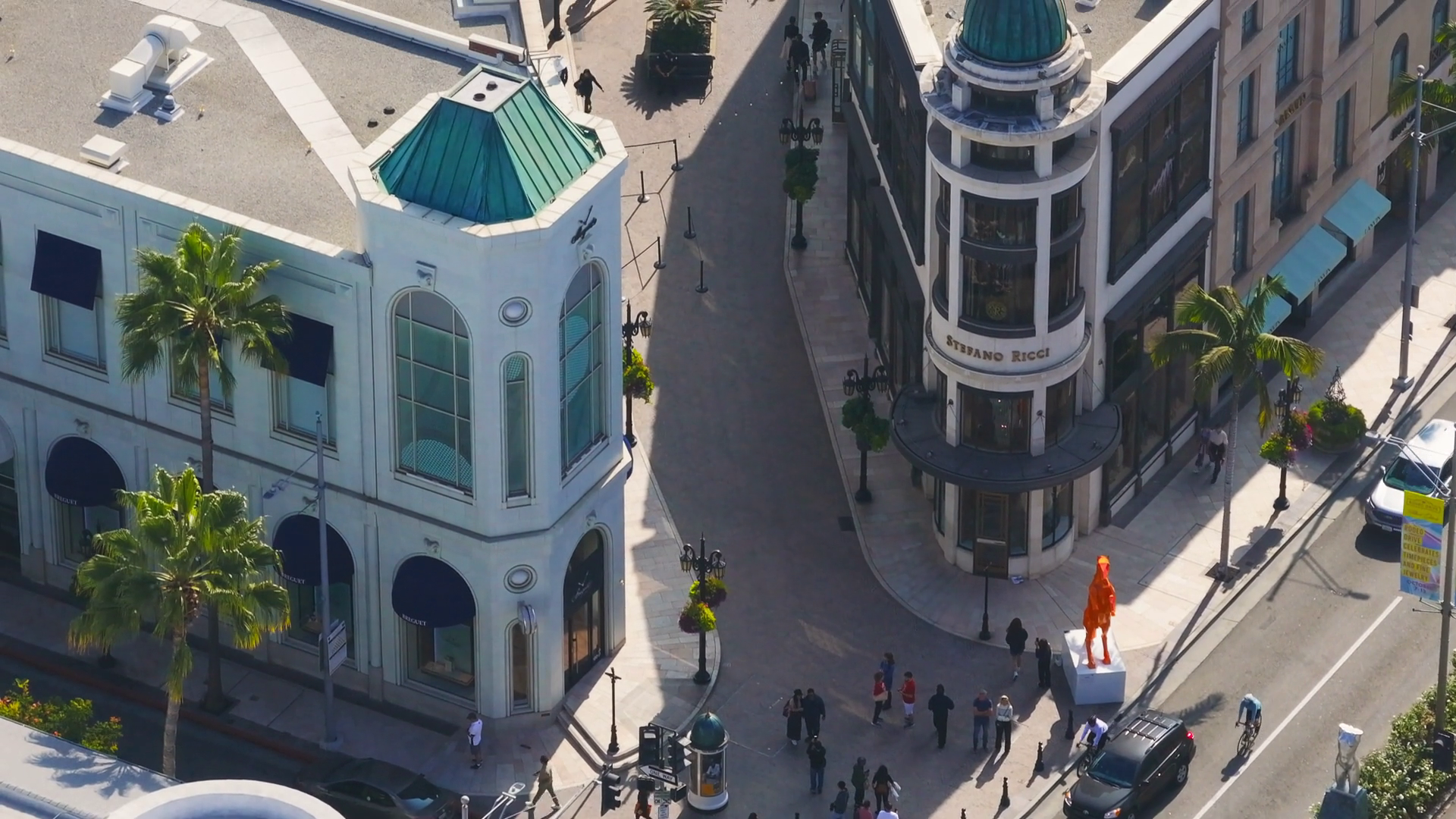 An Aerial View Of Iconic Rodeo Drive In Stock Footage SBV-349381435 ...