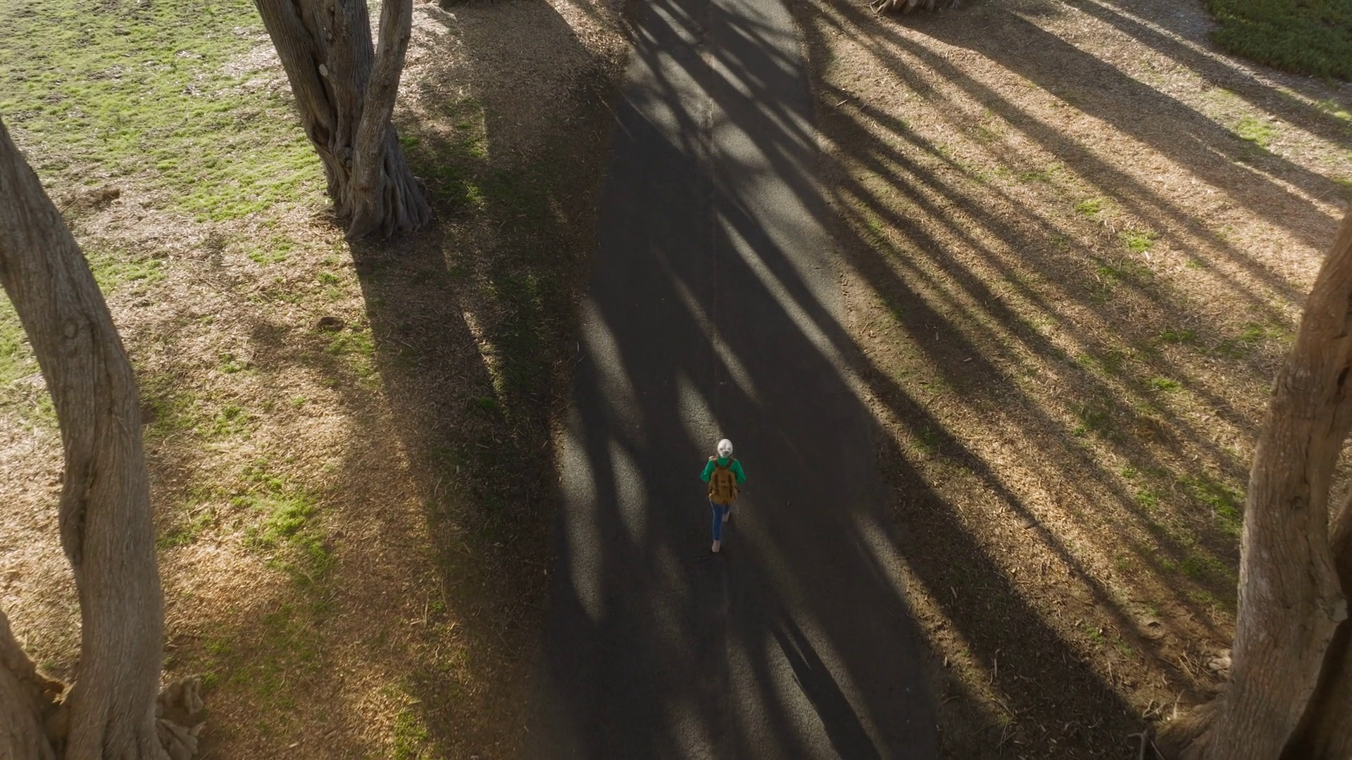 Cinematic Overhead Aerial View Of Woman With Stock Footage SBV ...
