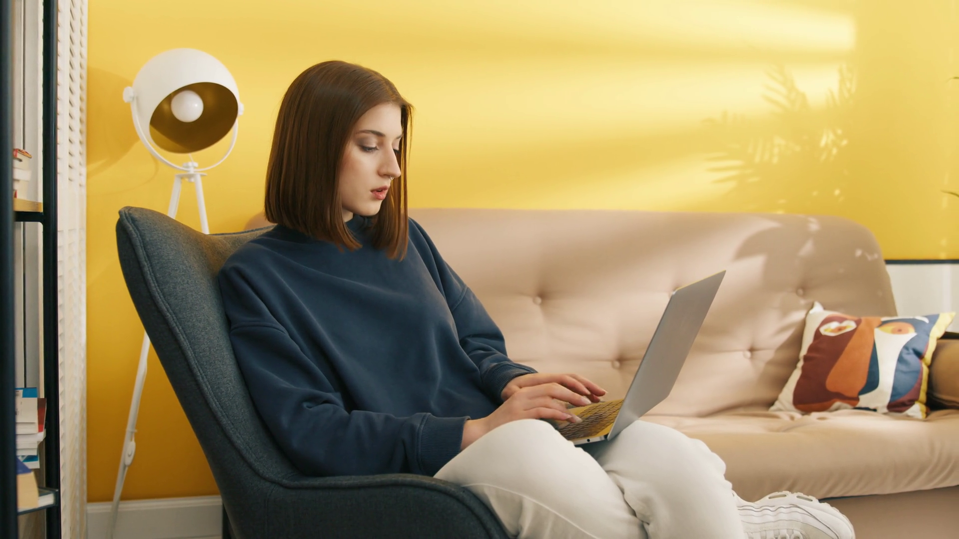 Smart Woman Working On Laptop At Home Clever Stock Footage SBV ...