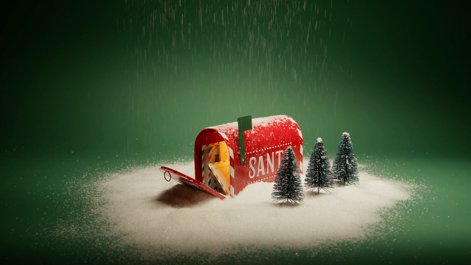 Snow Flakes Falling On Red Mailbox Christmas Stock Footage SBV ...