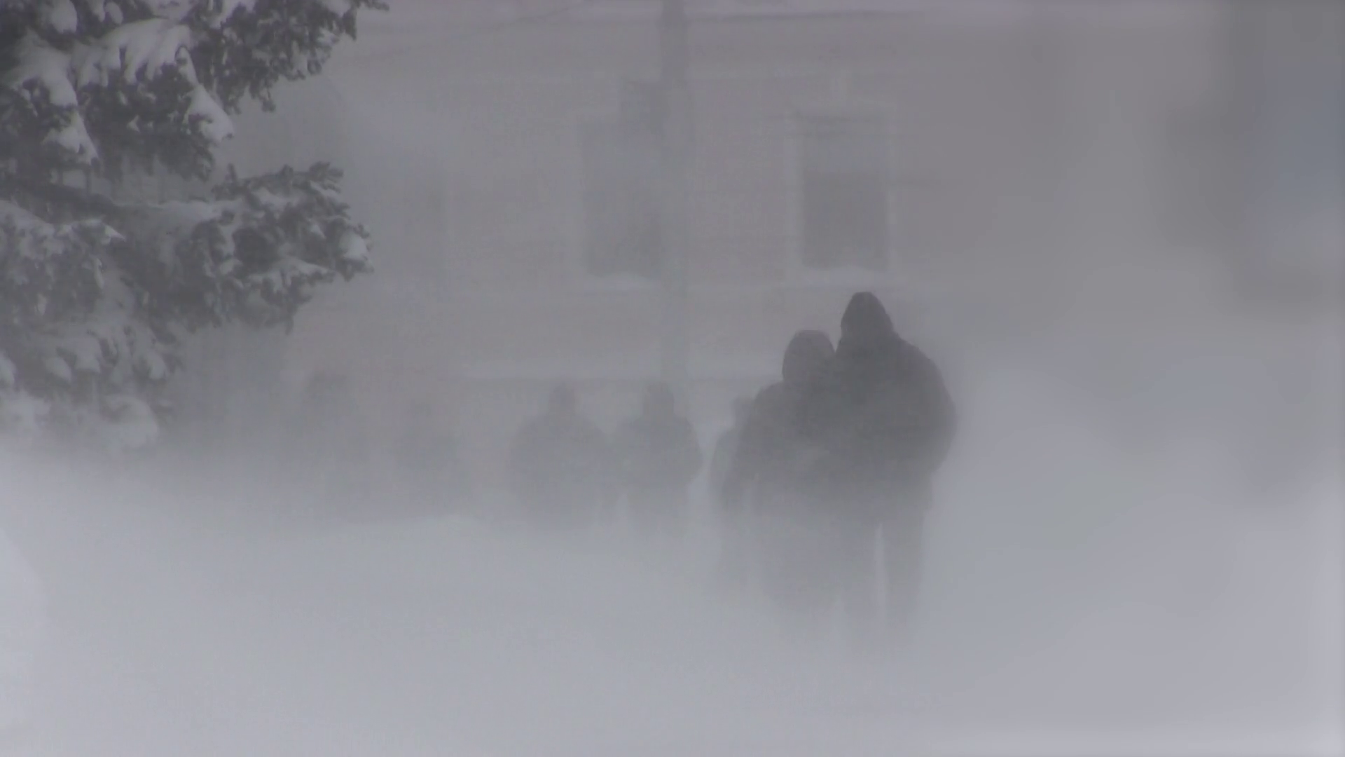 People Move Through Intense Winter Snow Cold Stock Footage SBV ...