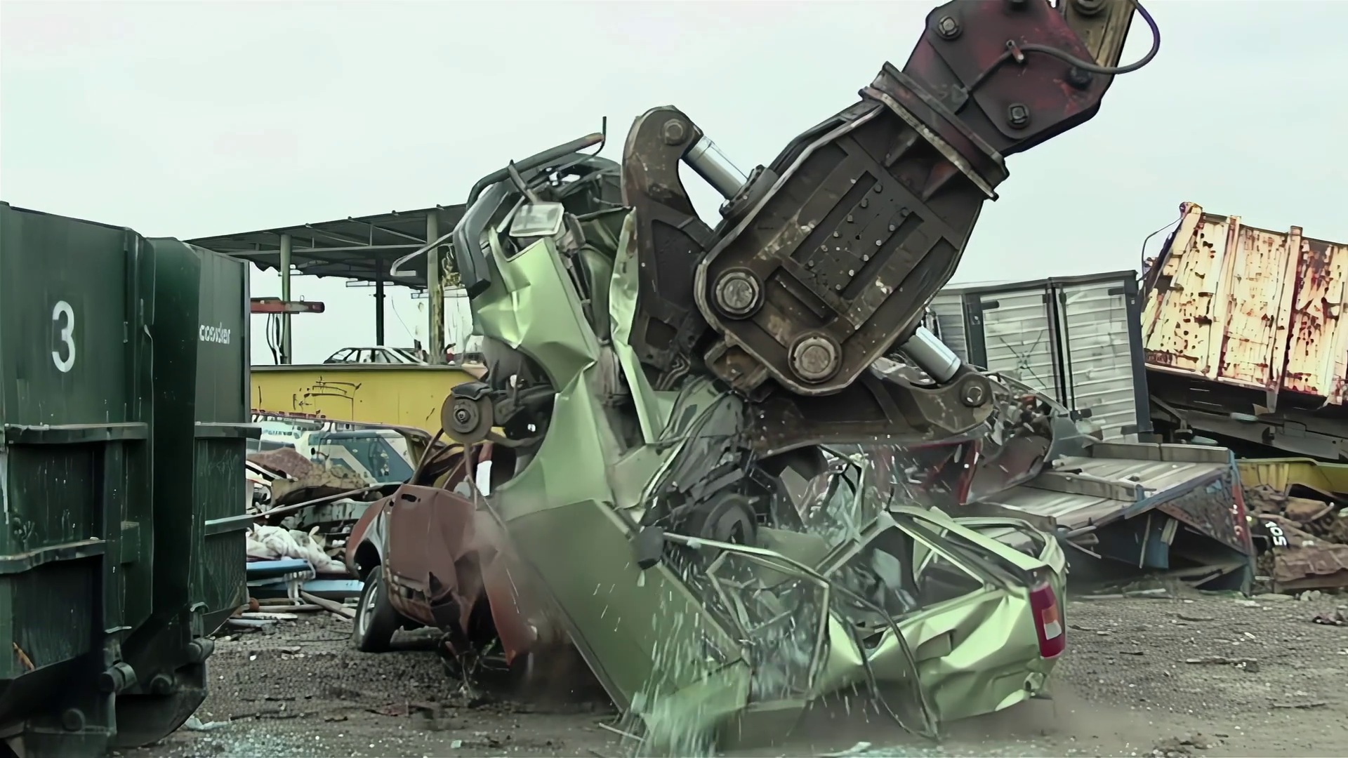 Heavy Machinery Dismantling Car In Stock Footage SBV-352305569 ...