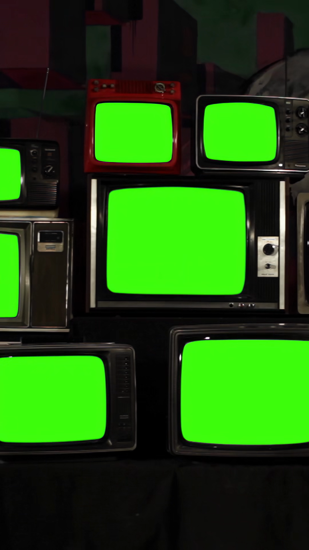 Vintage Stacked Tvs With Green Screens From Stock Footage SBV-353702600 ...